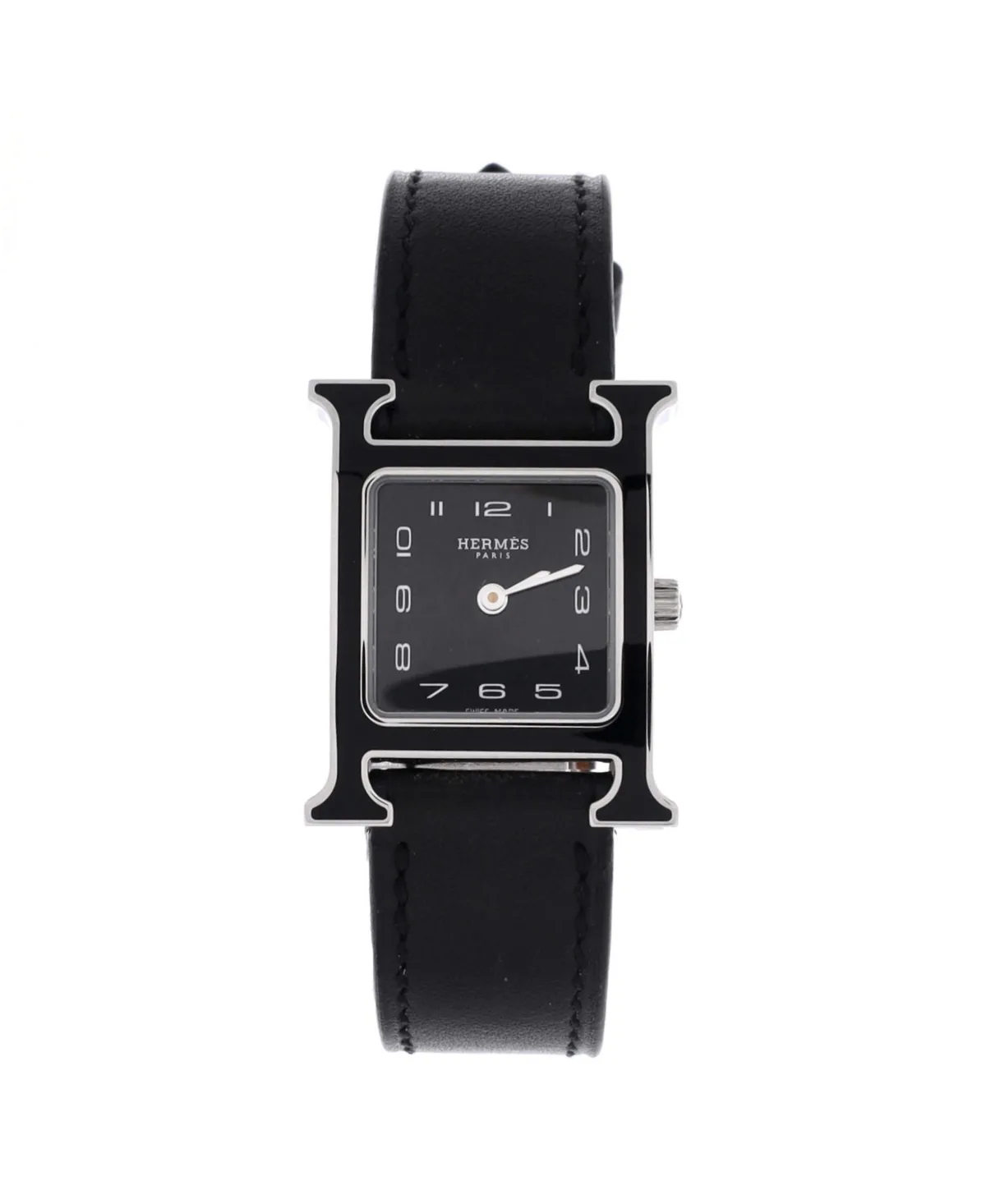 Pre-Owned Hermès Heure H Quartz Watch in Stainless Steel and Leather 21mm by Hermes