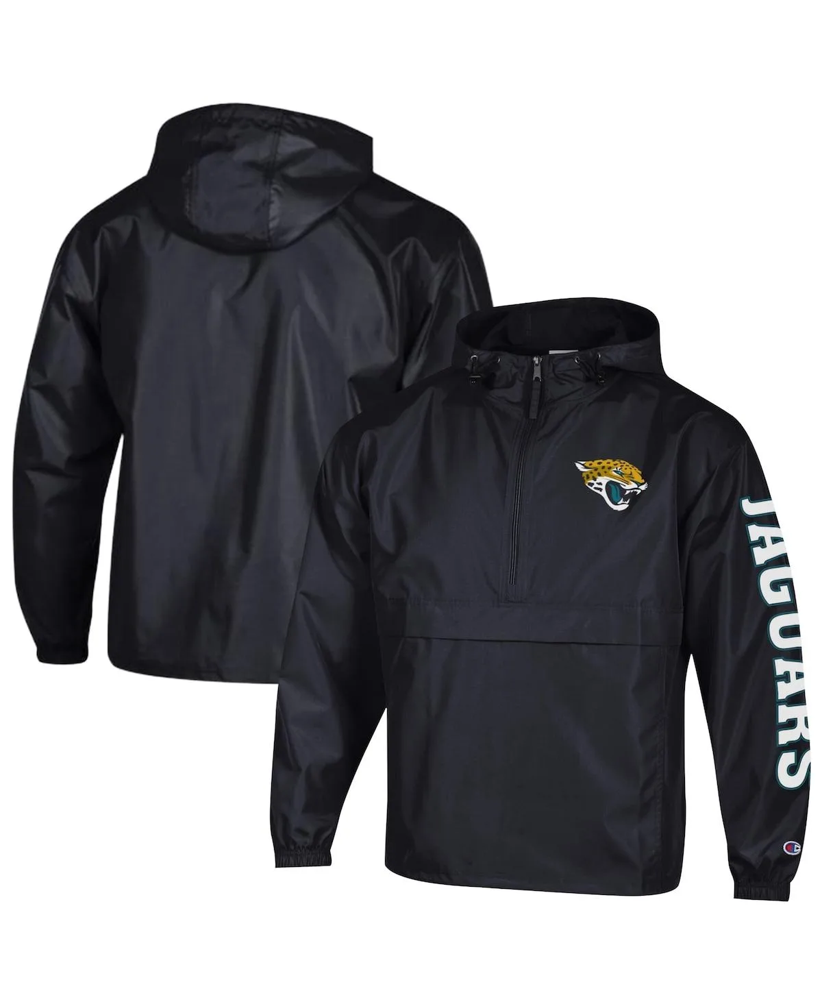 Jacksonville Jaguars Packable Hooded Windbreaker Half-Zip Jacket by Champion