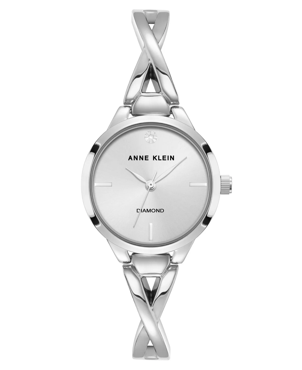 Quartz Round Silver-Tone Alloy Metal Bangle Watch 28mm by Anne Klein