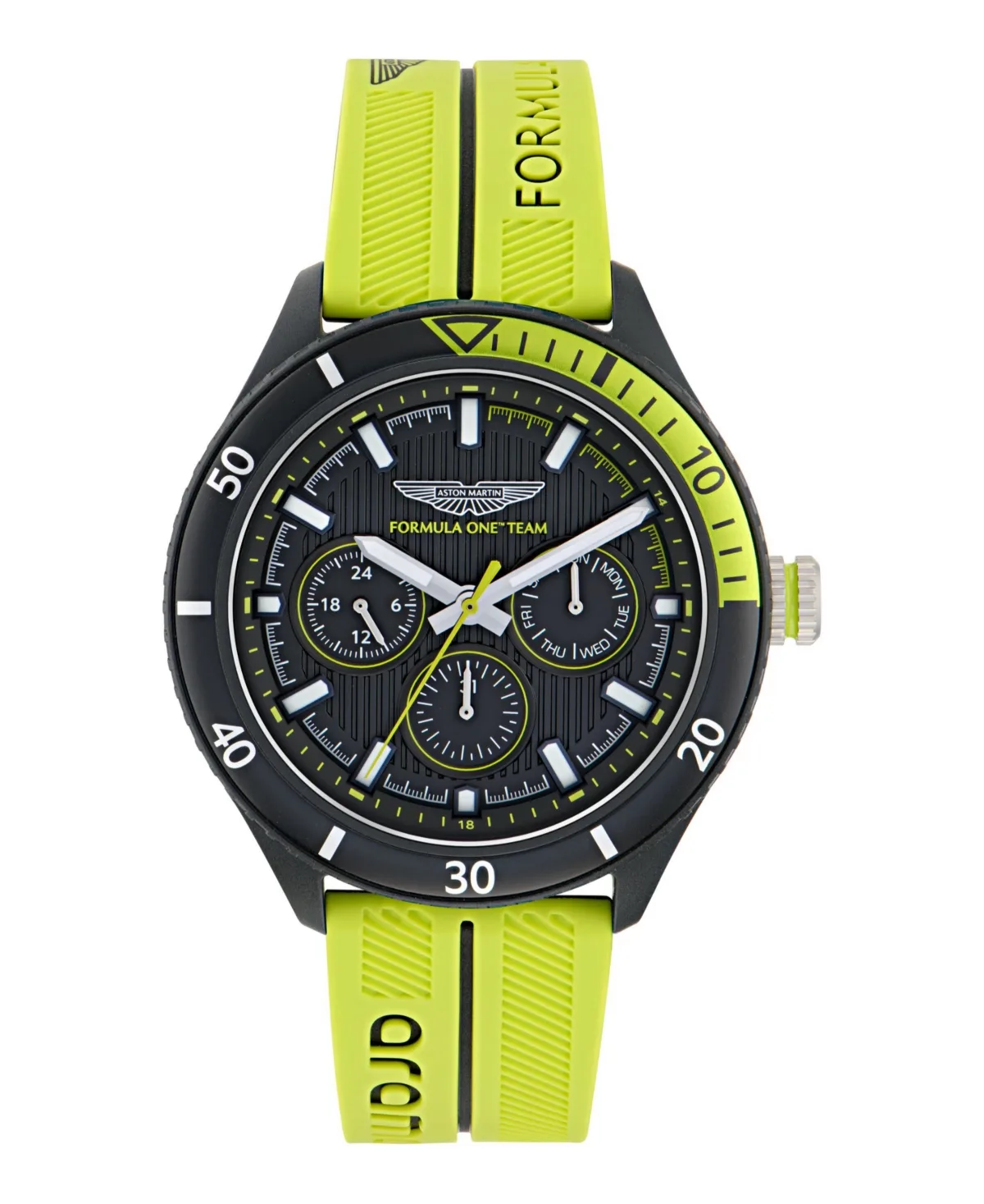 Aston Martin F1 Pit Multi-Function Quartz Light Green Silicone Watch 46mm by Aston Martin F1