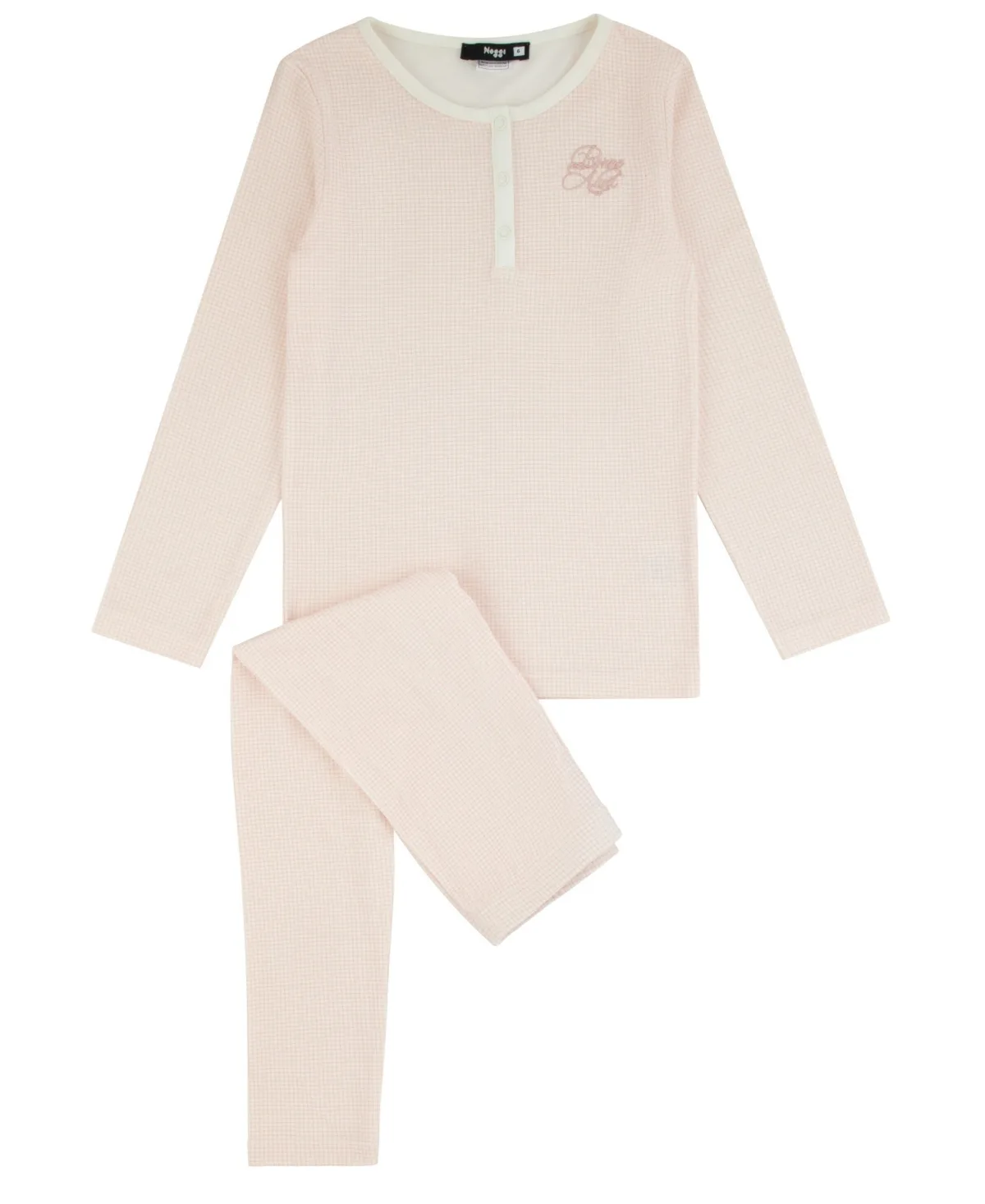 Henley Gingham Long-Sleeve Top and Pants, 2-Piece Set by Noggiwear
