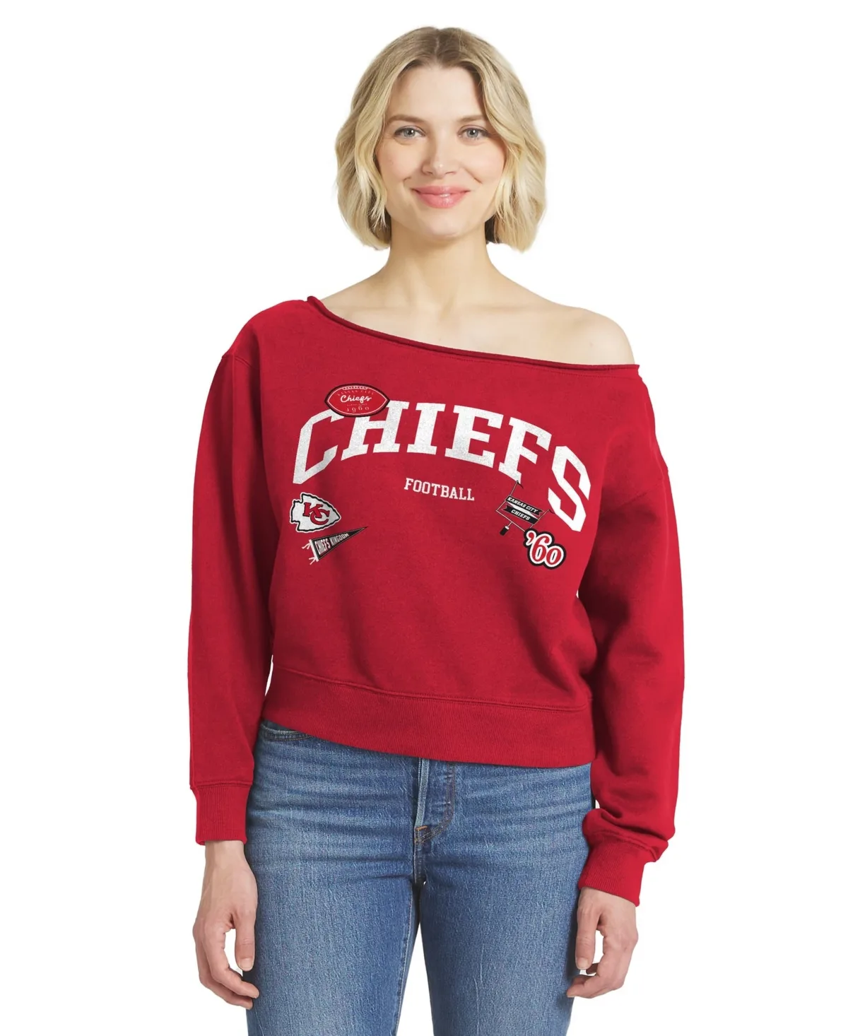 Wear by Erin Andrews Kansas City Chiefs Off-the-Shoulder Graphic Sweatshirt by Wear by Erin Andrews