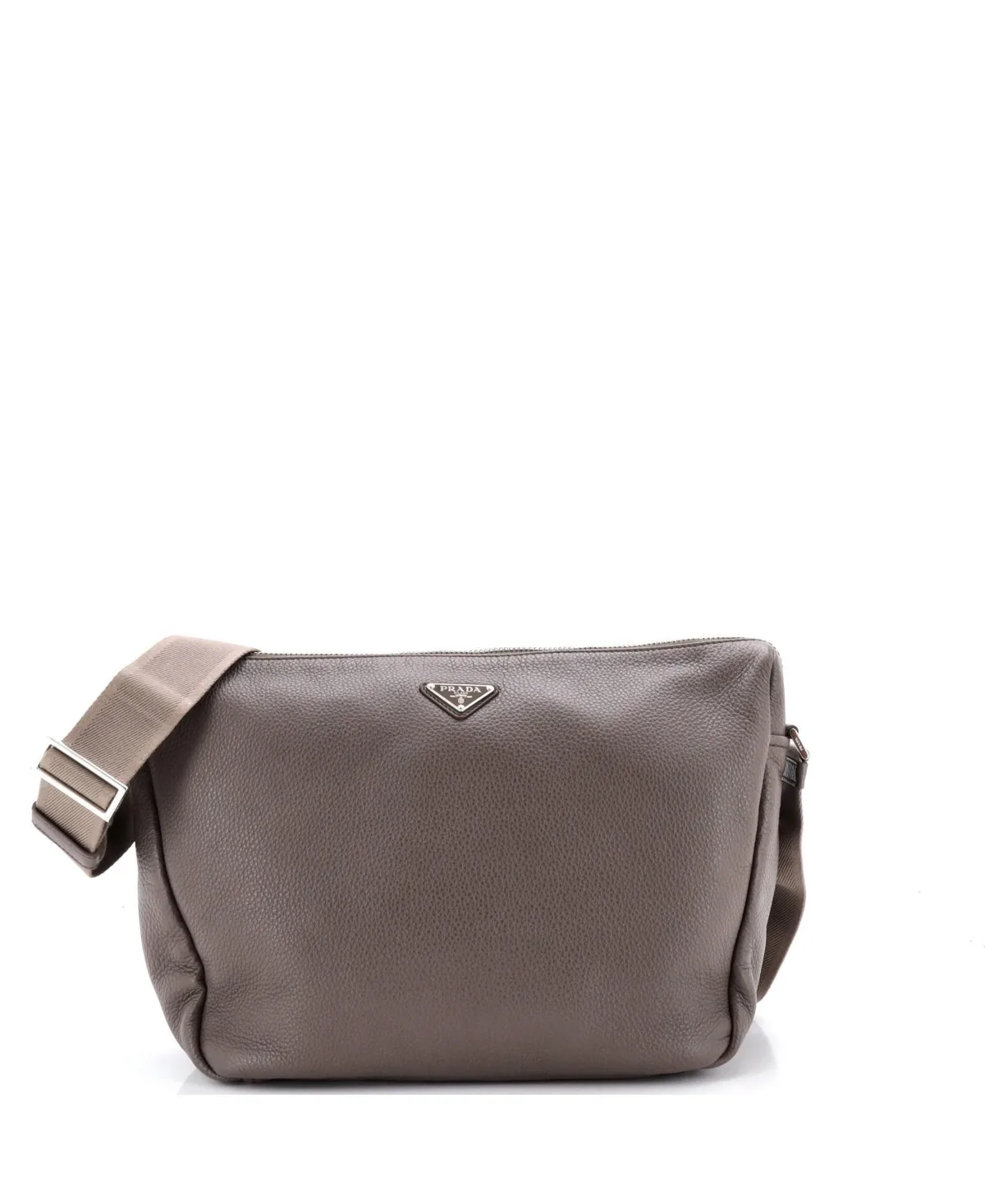 Pre-Owned Large Zip Shoulder Bag Vitello Daino by Prada