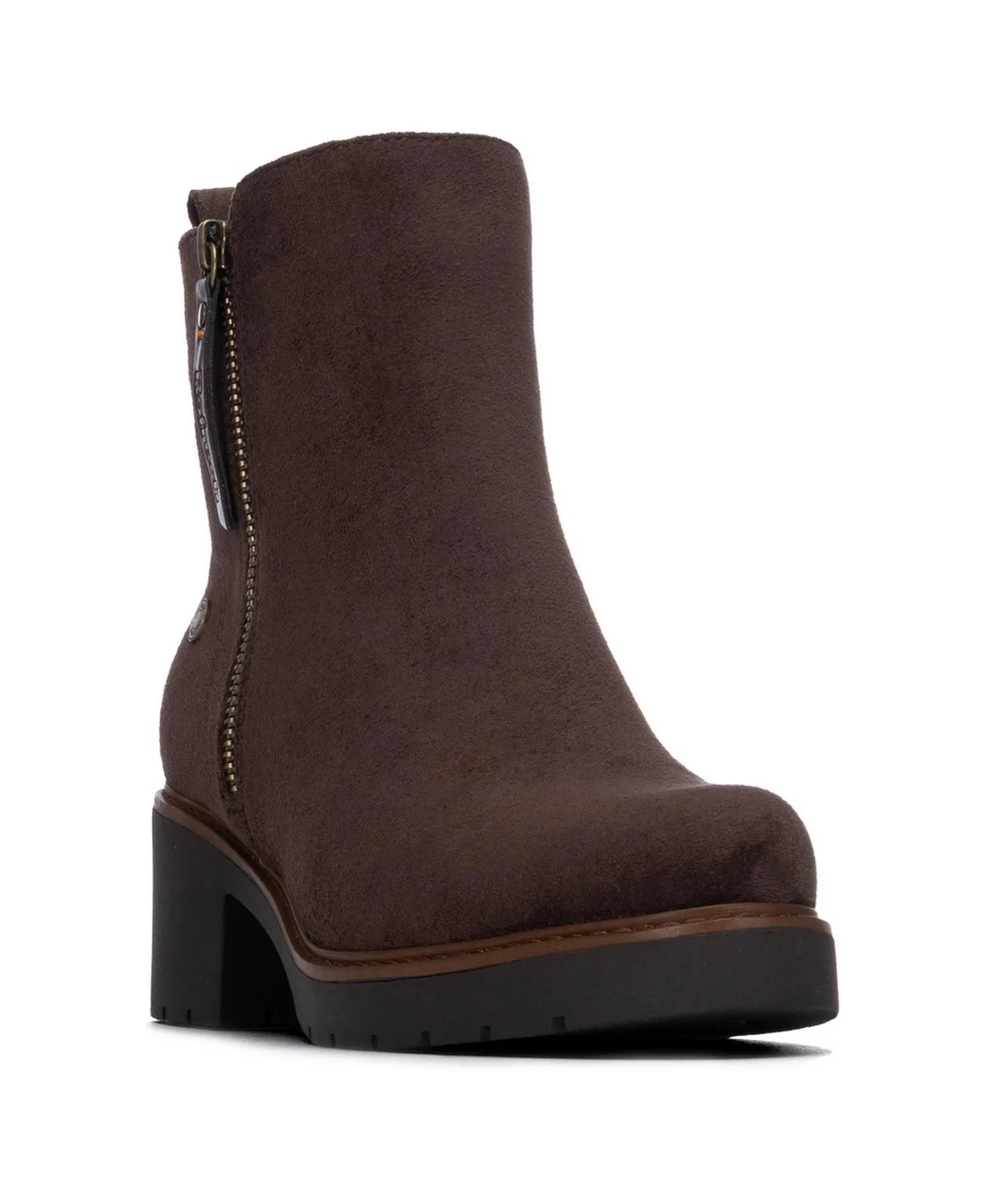 Refresh Suede Ankle Block-Heel Booties