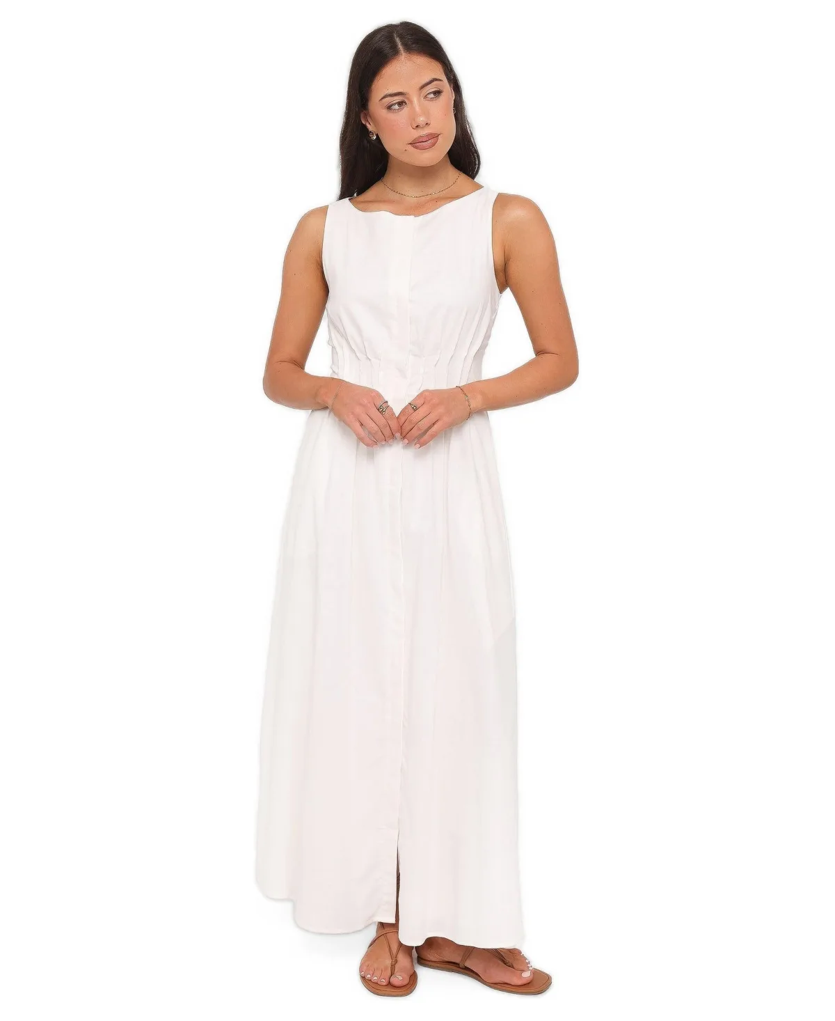 Prunella A-Line Midi Boat Neck Dress by Petal and Pup