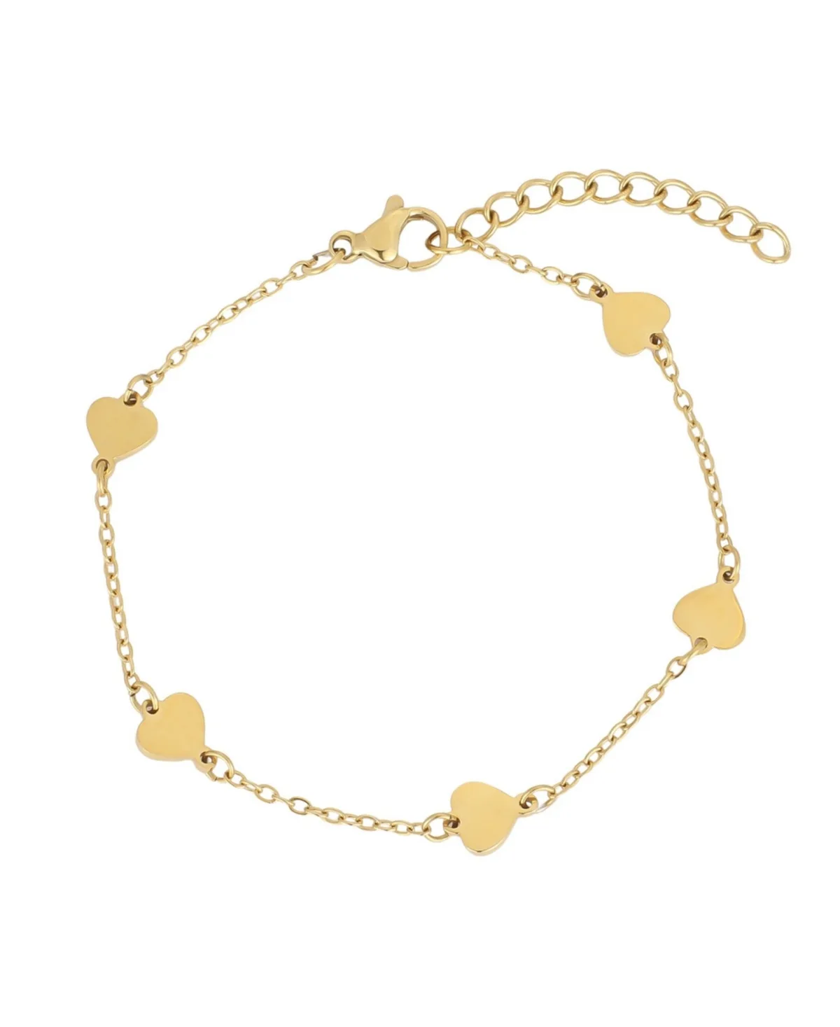 Gold-Tone Stainless Steel Adjustable Heart Station Bracelet