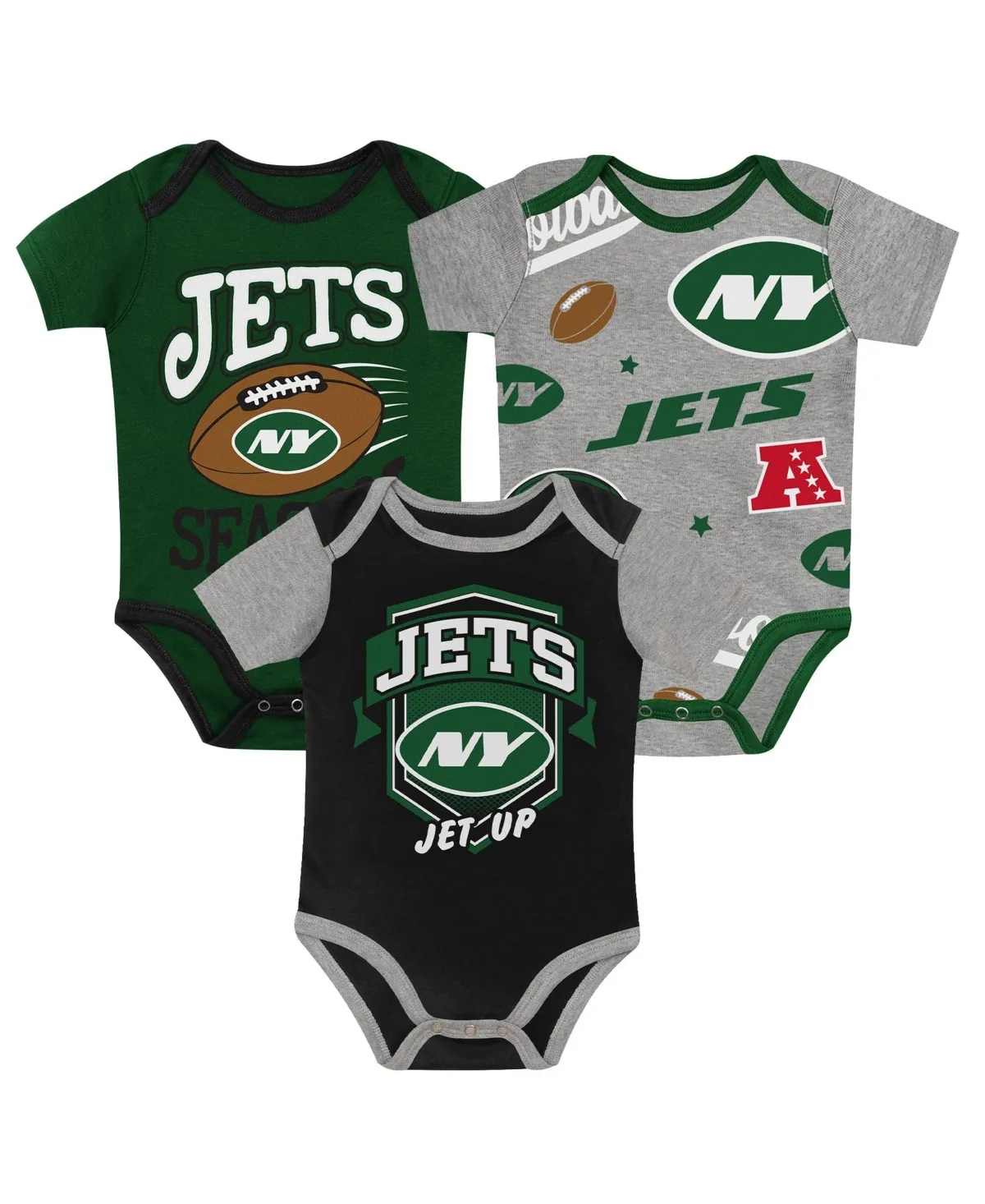 New York Jets First Round Pick Short-Sleeve Screen-Print Bodysuits, 3-Piece Set by Outerstuff