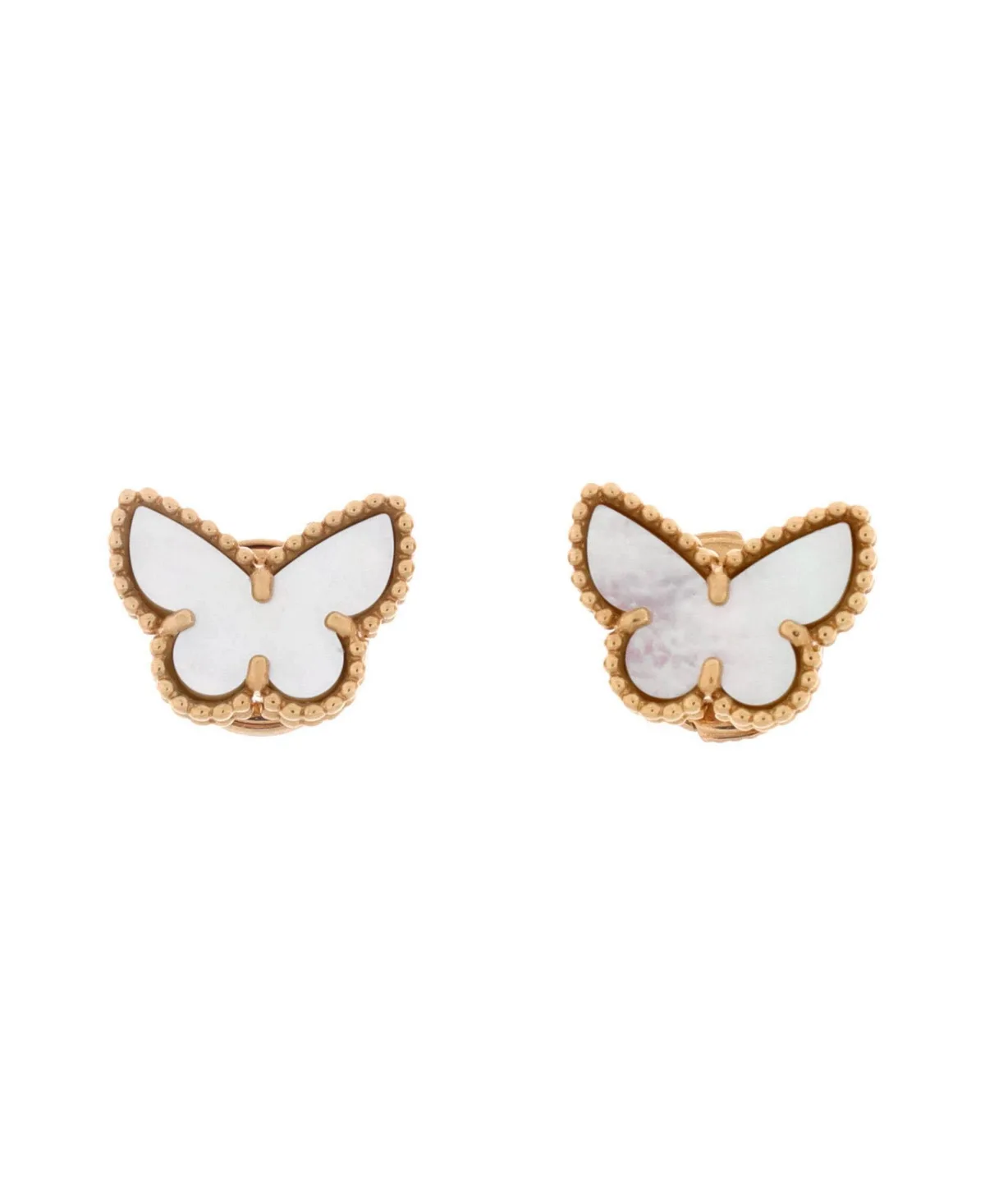 Pre-Owned Van Cleef & Arpels Sweet Alhambra Mother-of-Pearl Post Back Stud Earrings in 18k Yellow Gold by Pre Owned Van Cleef & Arpels