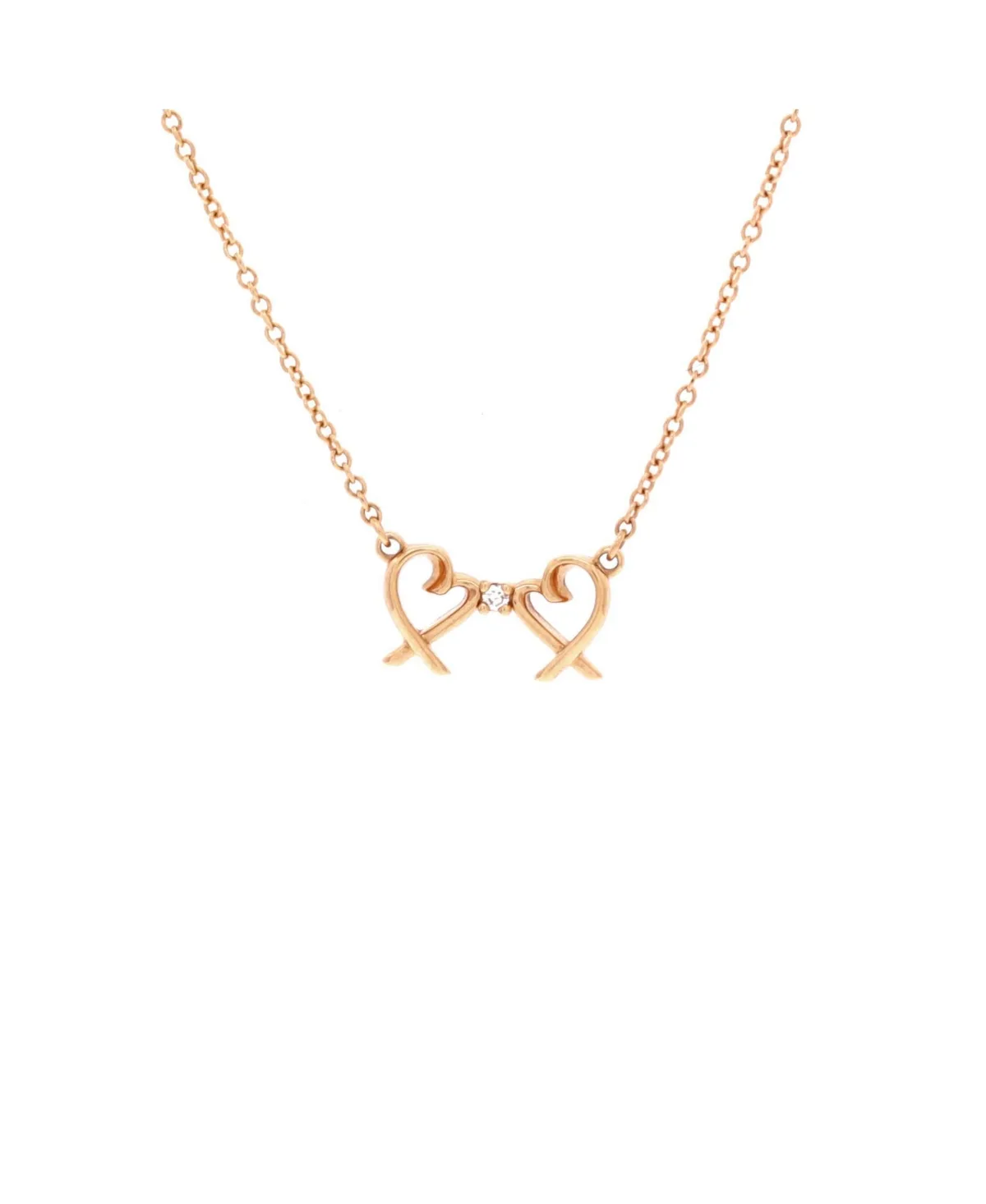 Pre-Owned Tiffany and Co Double Loving Heart Pendant Necklace by Tiffany & Co.