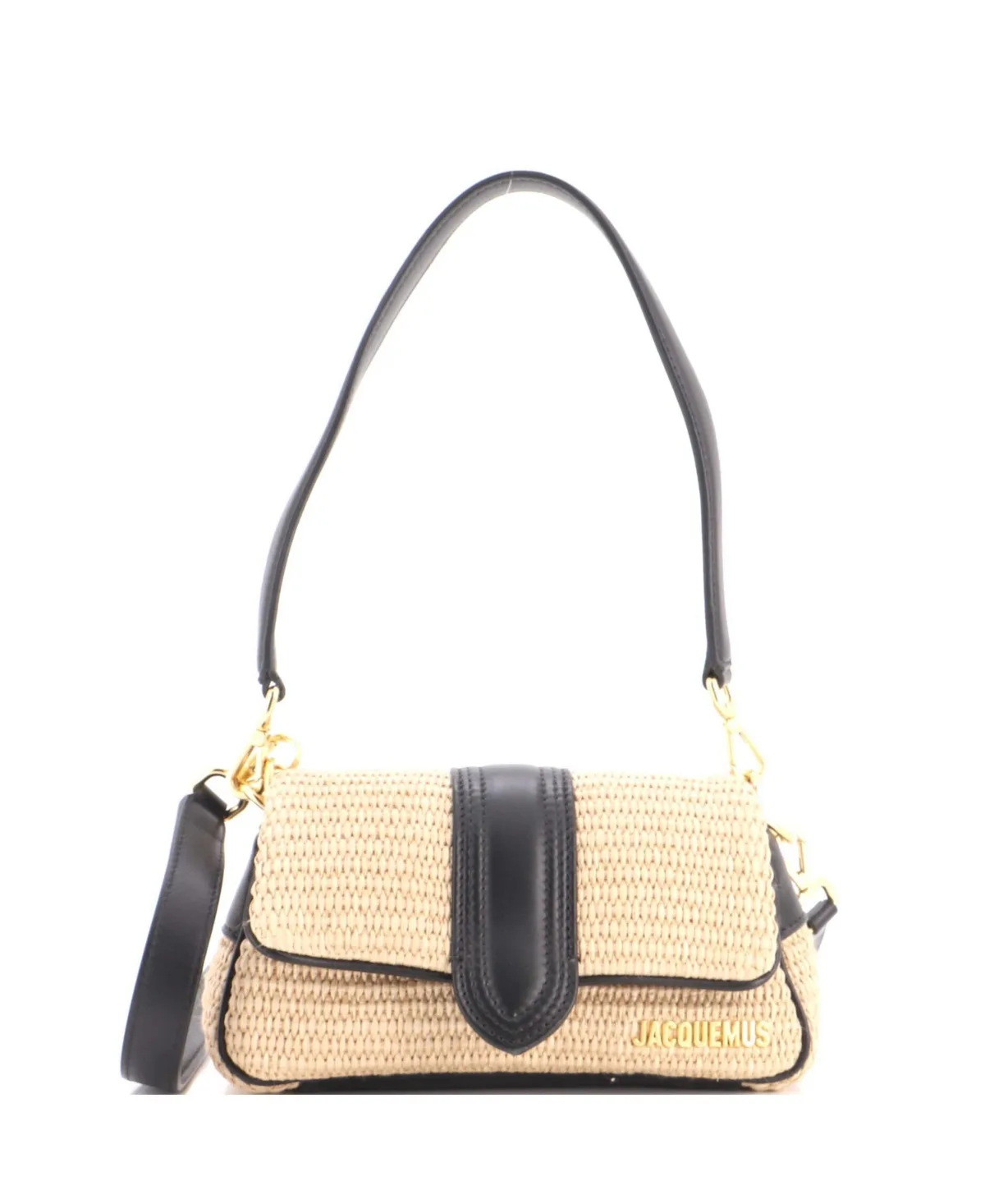 Pre-Owned Le Petit Bambimou Raffia and Leather Shoulder Bag by JACQUEMUS