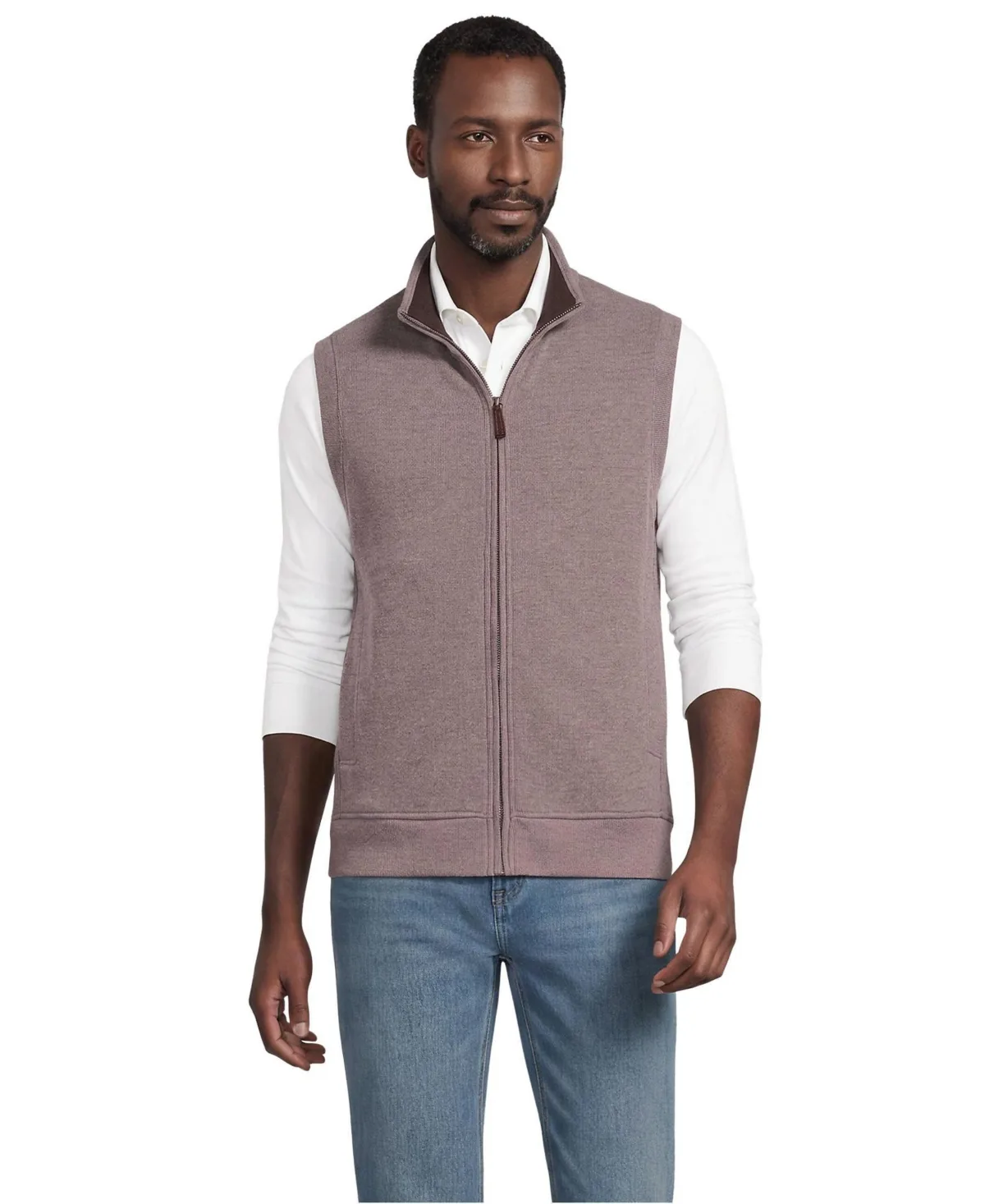 Bedford Rib Full Zip Vest by Lands' End