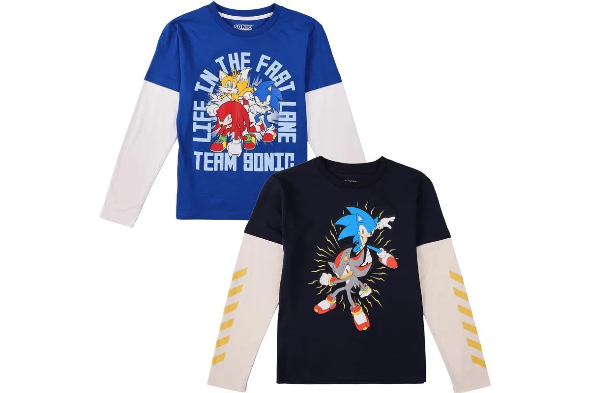 Sonic the Hedgehog Long-Sleeve Graphic T-Shirts, 2-Pack by Sonic the Hedgehog