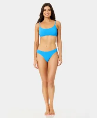 Solid Popcorn Scrunch Texture Scoop Neck Bikini Top Low Rise Bottoms by California Waves
