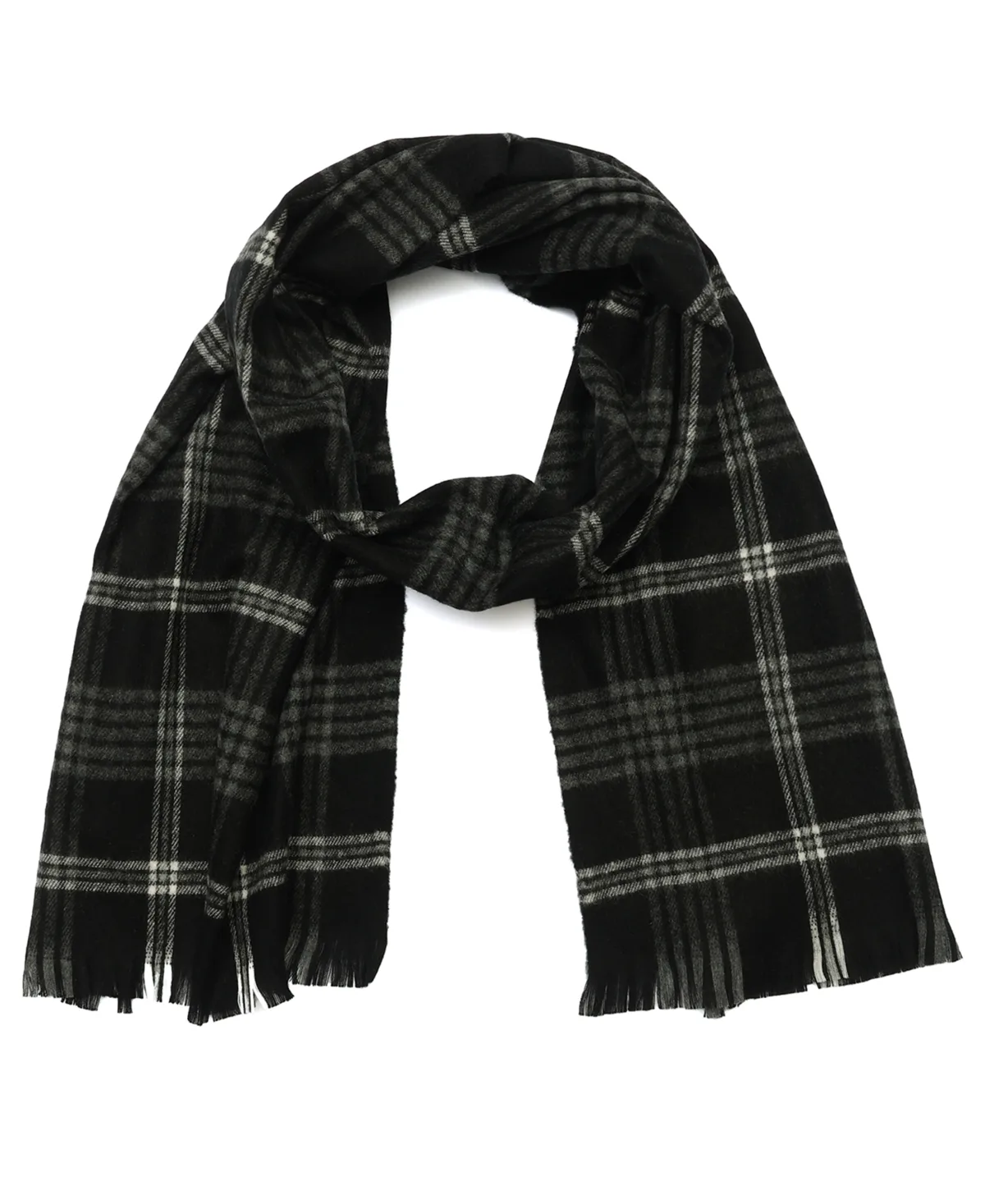 Check Plaid Yarn Dye Fringe Scarf