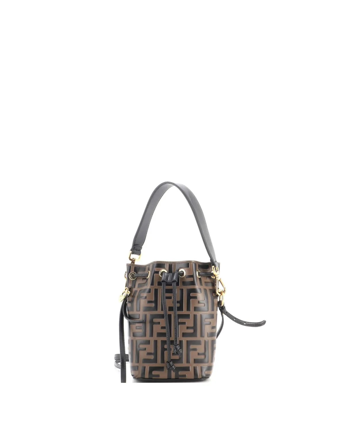Pre-Owned Mon Tresor Zucca-Embossed Drawstring Crossbody Bucket Bag