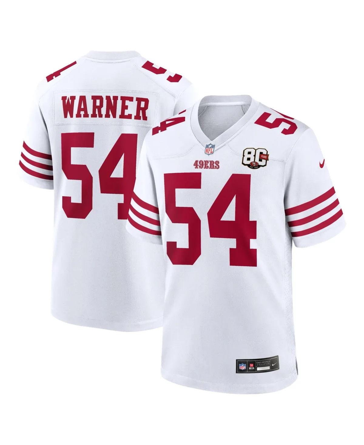 Nike Fred Warner San Francisco 49ers 80th Anniversary Game Jersey by Nike