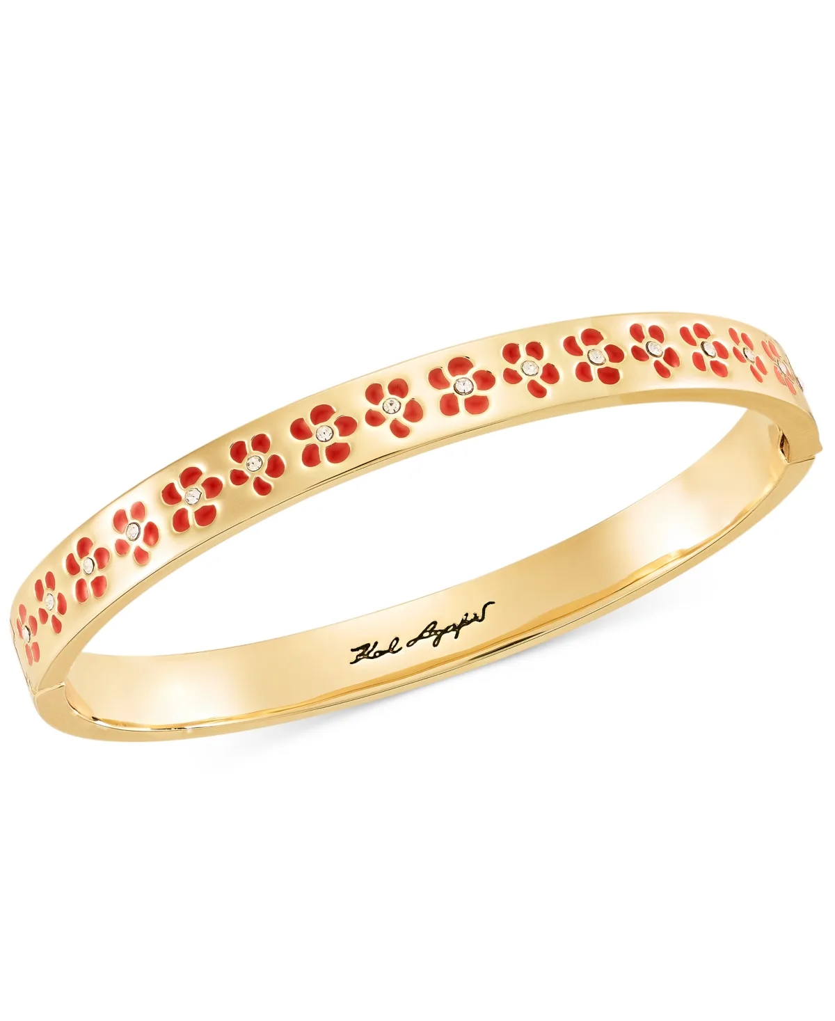 Karl Lagerfeld Paris Gold-Tone Purple Flower Inlay Polished Bangle Bracelet by Karl Lagerfeld