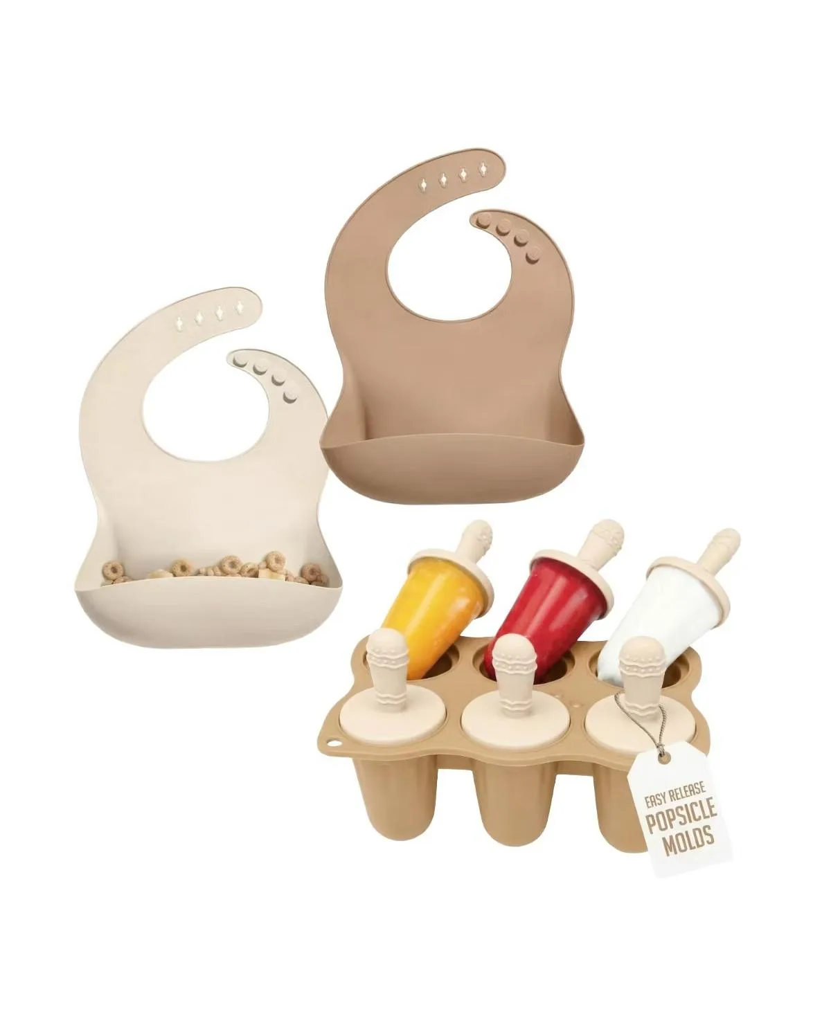 Teething Popsicle Set with 6-Cavity Mold and 2 Silicone Bibs, Bpa-Free, Freezer and Dishwasher Safe for Soothing Teething Relief by Sperric
