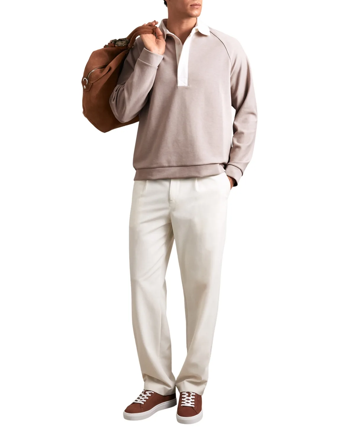 Thurloe Colour-Block Long Raglan Polo Shirt by Reiss