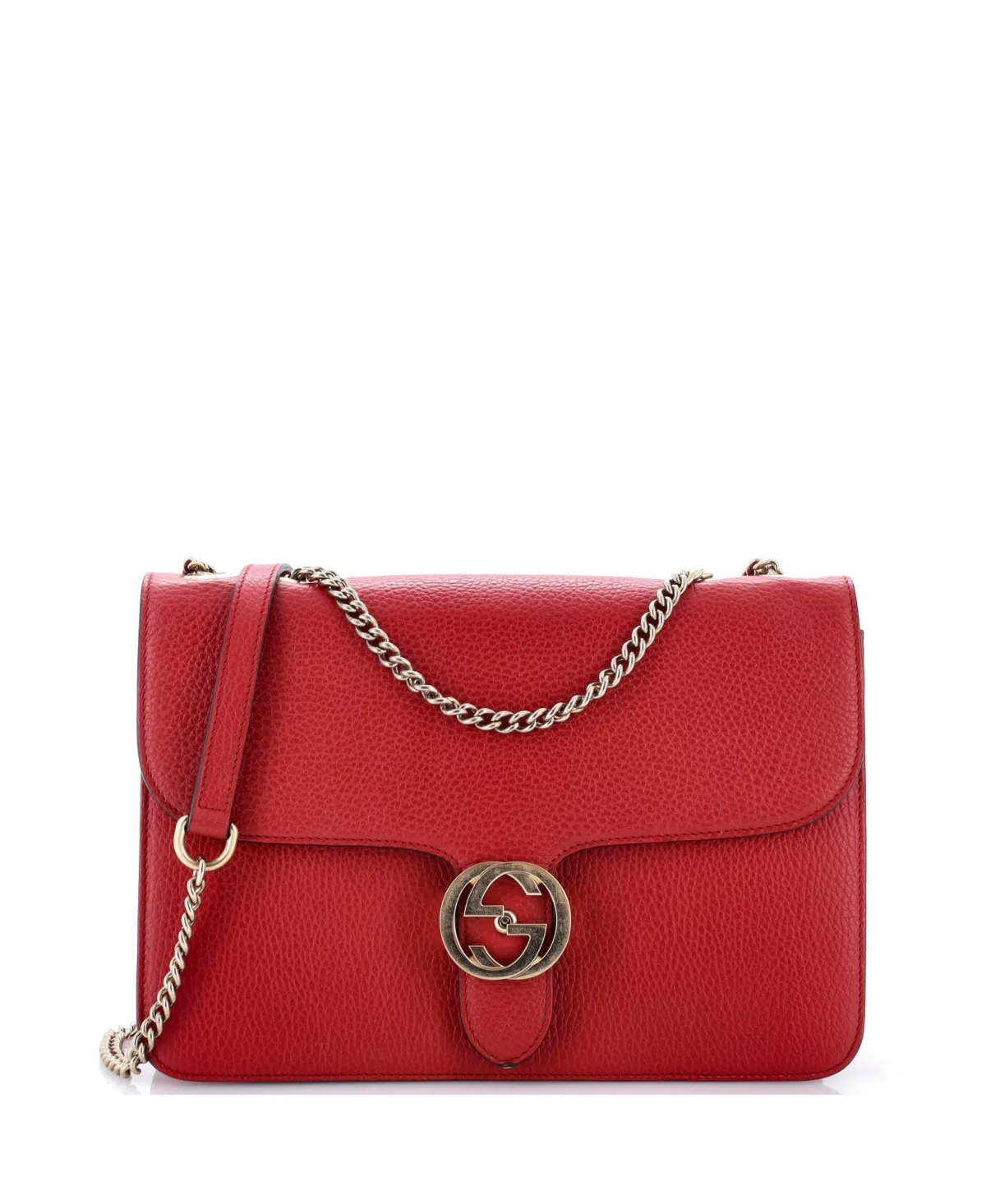 Pre-Owned Medium Interlocking Shoulder Bag Leather by Gucci