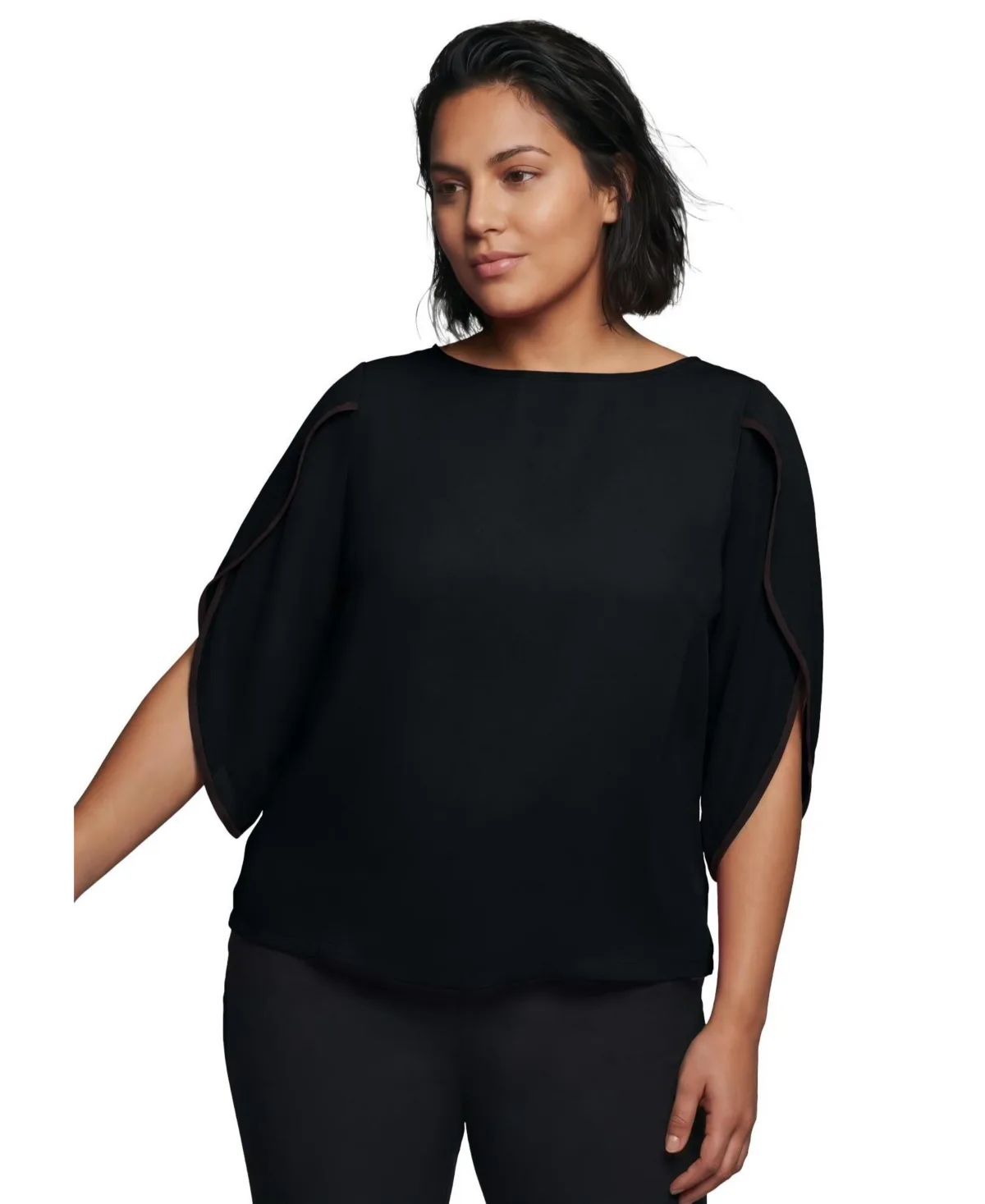Relaxed-Fit Contrast Tulip Blouse
