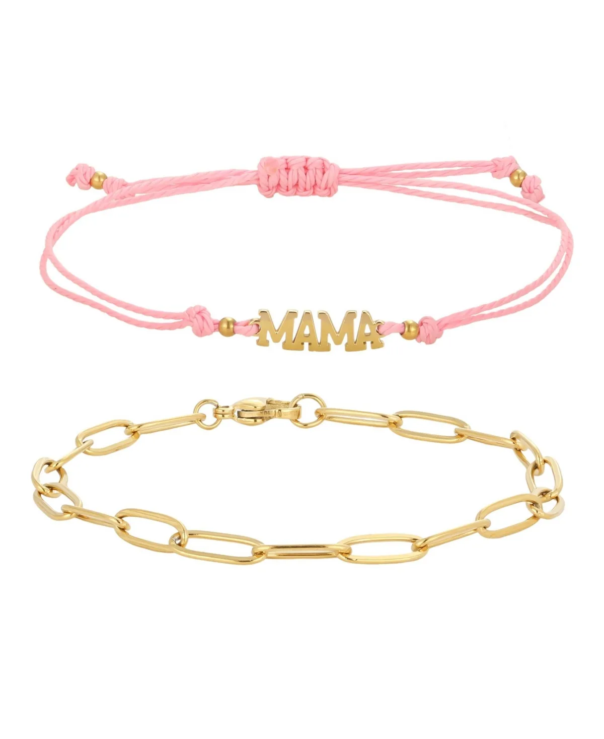Mama Paperclip Adjustable Link & Chain Bracelets, 2-Piece Set by Adornia