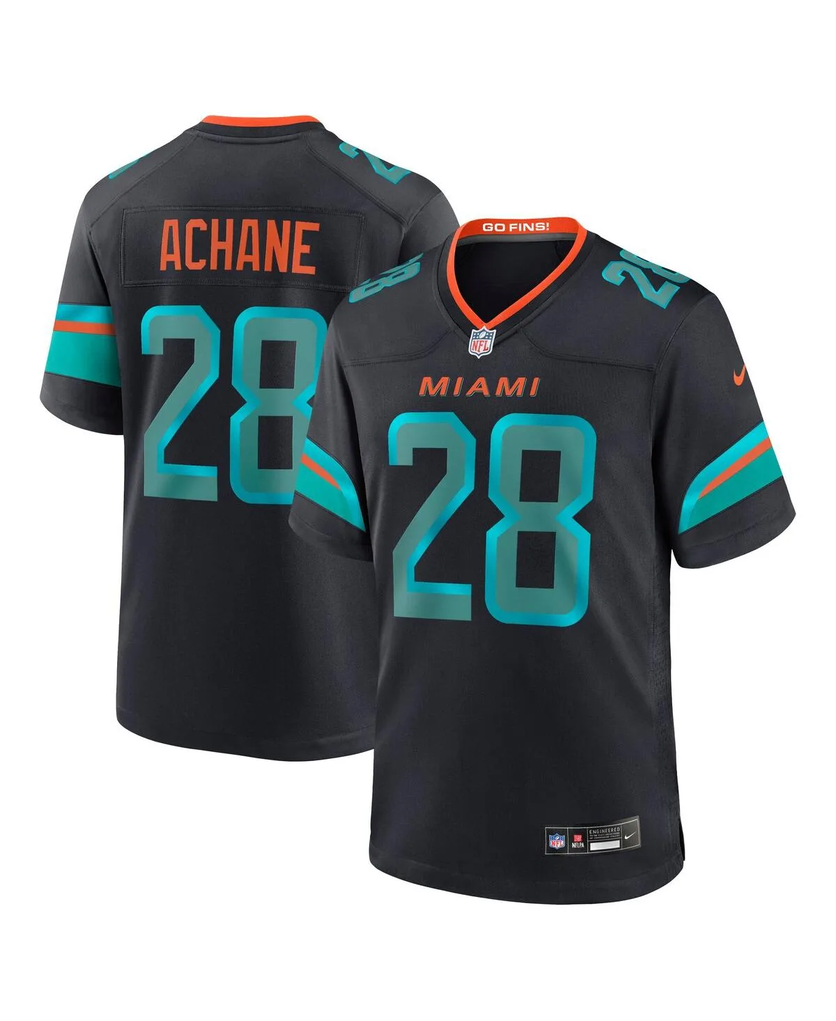 DeVon Achane Pitch Blue Miami Dolphins 2025 Rivalries Collection Game Jersey by Nike
