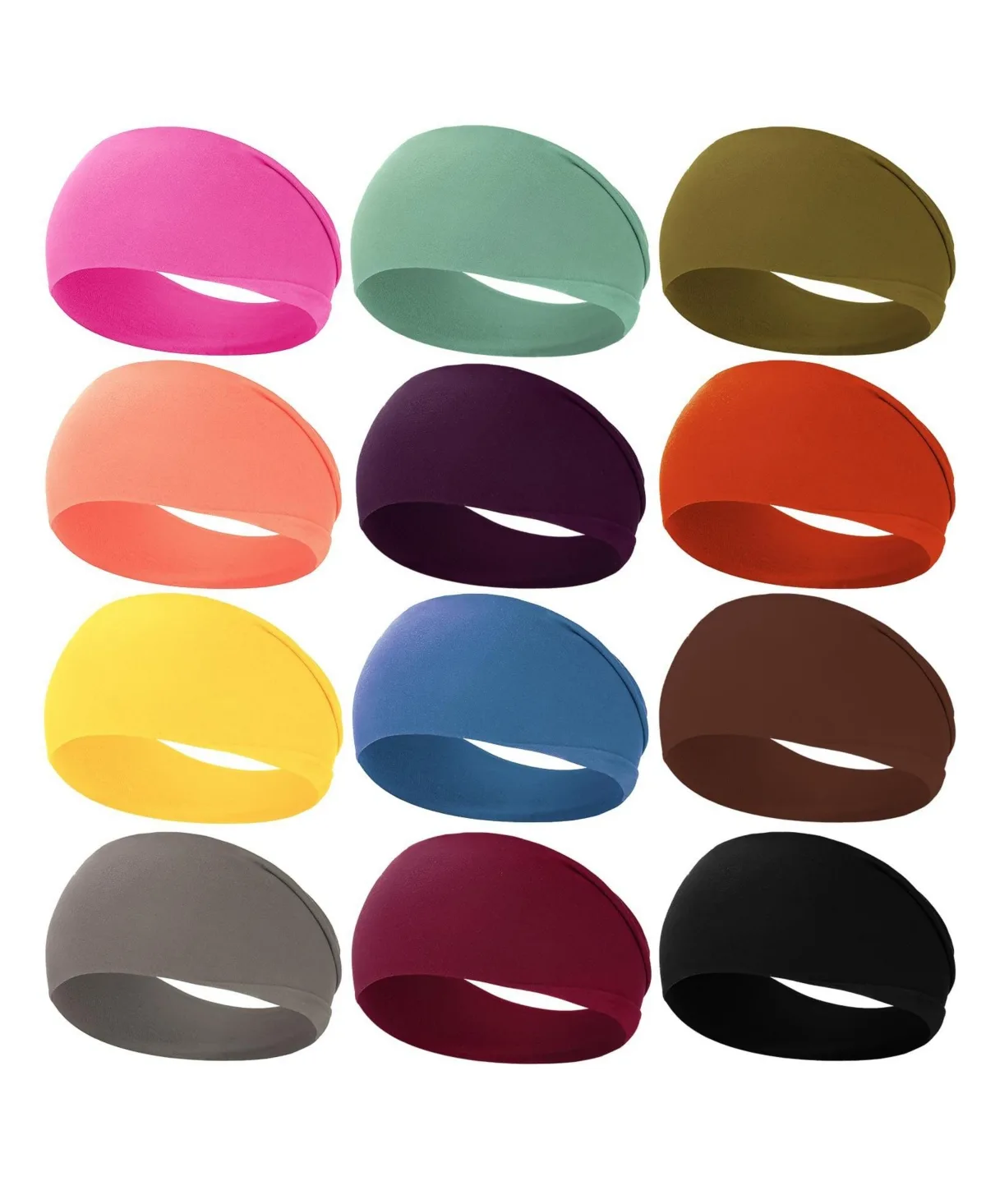 Non-Slip Wide Headbands, 12-Piece Set by Peneyon