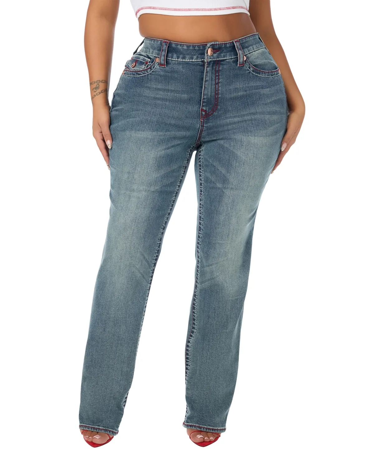Billie Mr Big T Straight-Leg Mid-Rise Stretch Jeans by True Religion