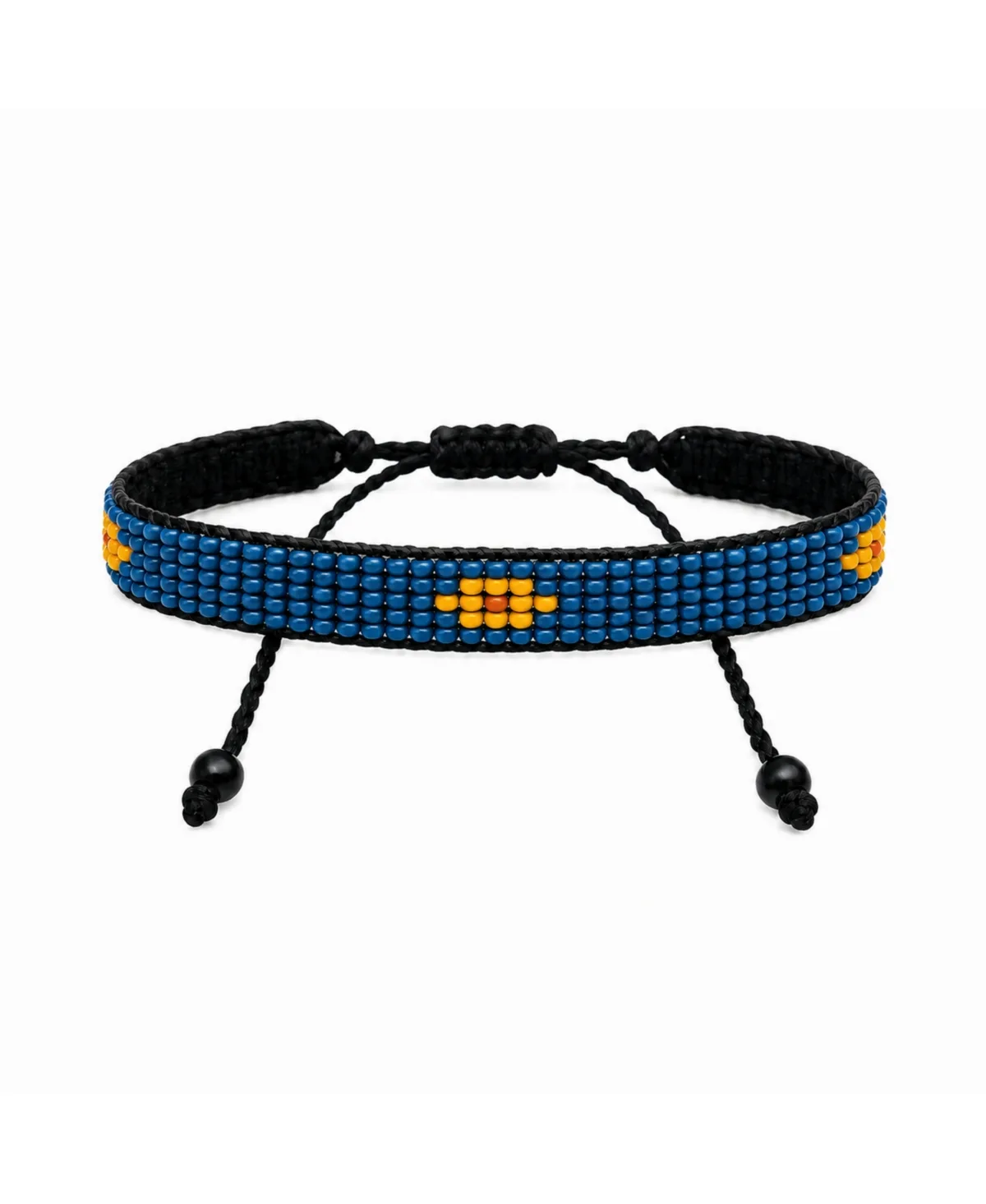 Summer Warmth Bracelet in Yellow with Orange Flower with Blue Accents