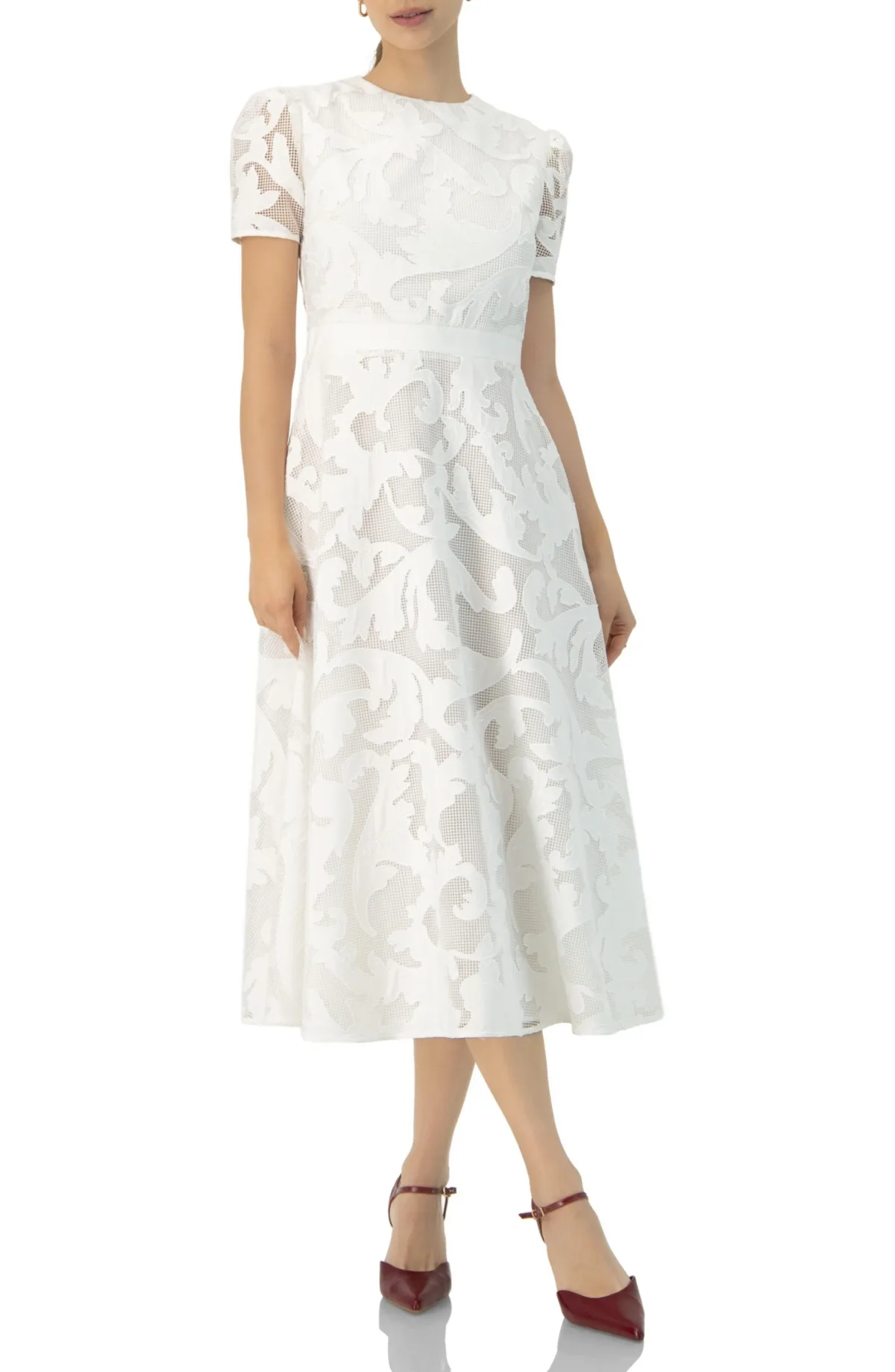 Lace A-Line Midi Dress by Ivonne