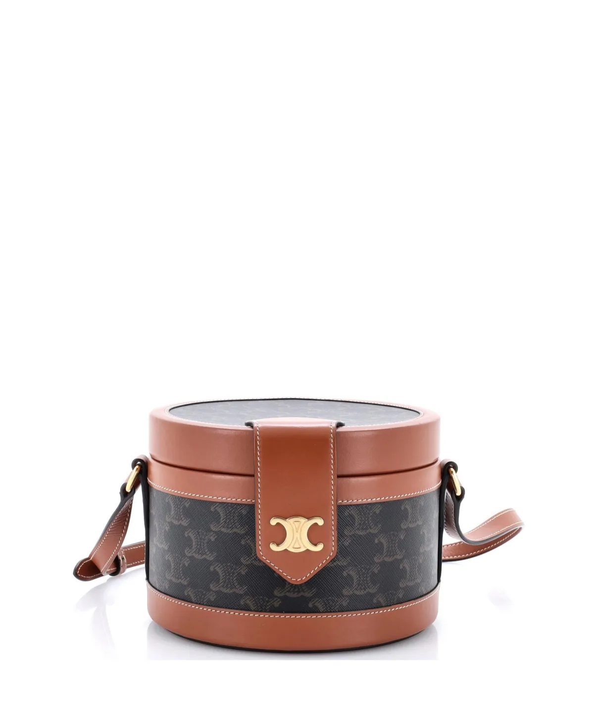 Pre-Owned Celine Tambour Triomphe Coated Canvas Crossbody Adjustable Bag, 6W x 5H x 7D by Celine