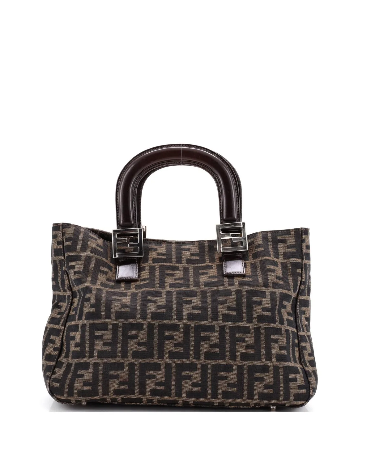 Pre-Owned Fendi Small Vintage Ff Handle Tote Zucca Canvas by FENDI