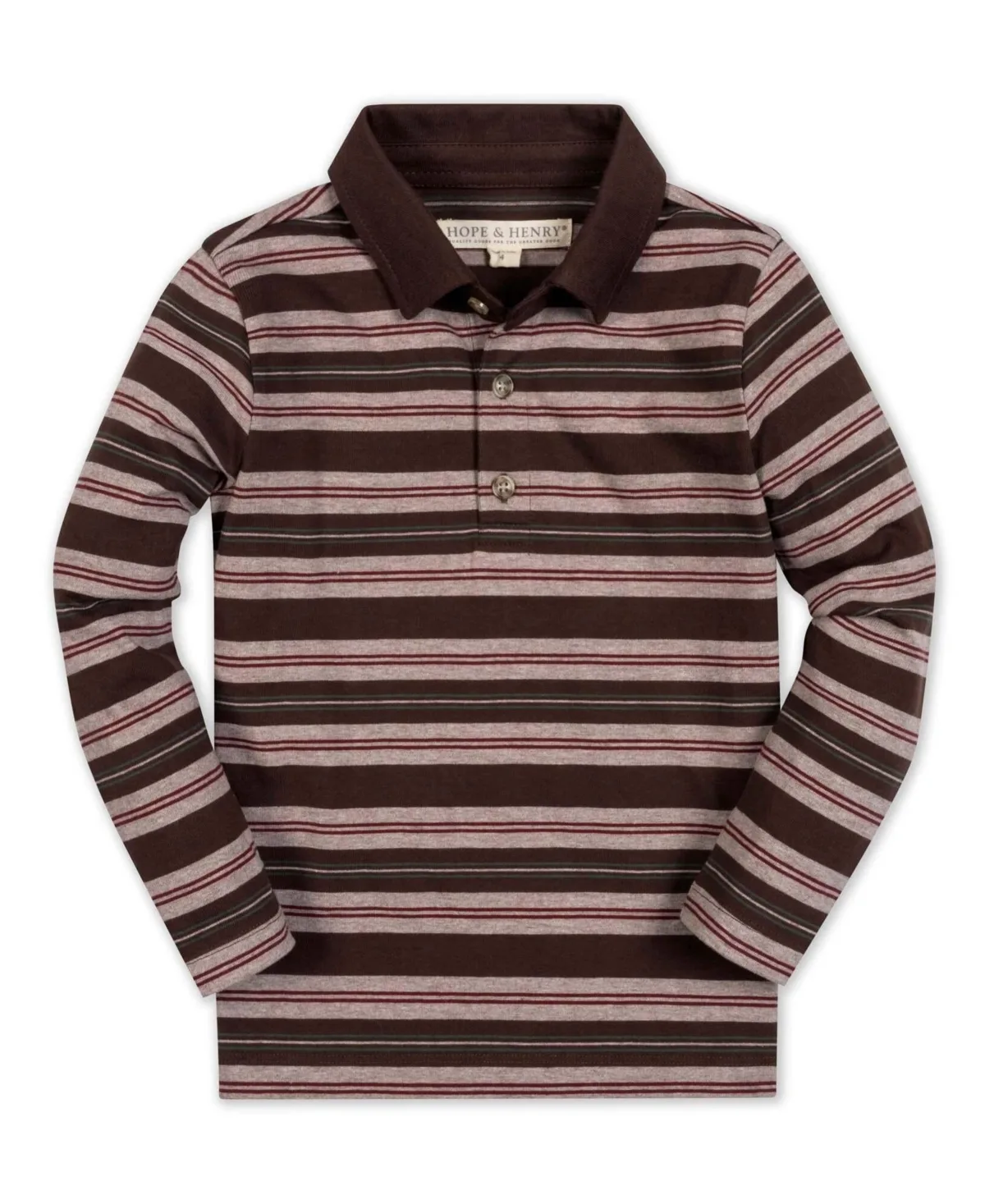 Striped Organic Cotton Long-Sleeve Polo Shirt by Hope & Henry