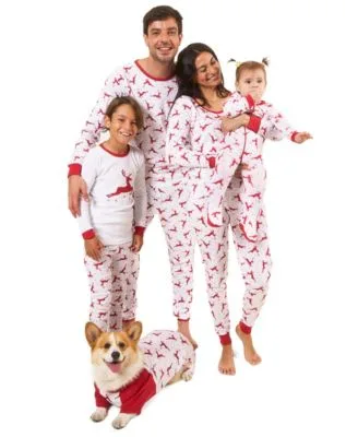 Matching Family Reindeer Cotton Christmas Pajamas by Leveret