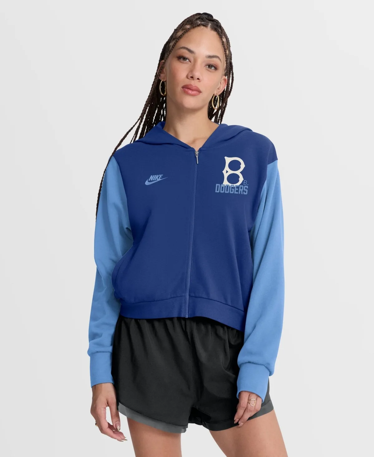 Brooklyn Dodgers Cooperstown Collection Cropped Full-Zip Hoodie by Nike