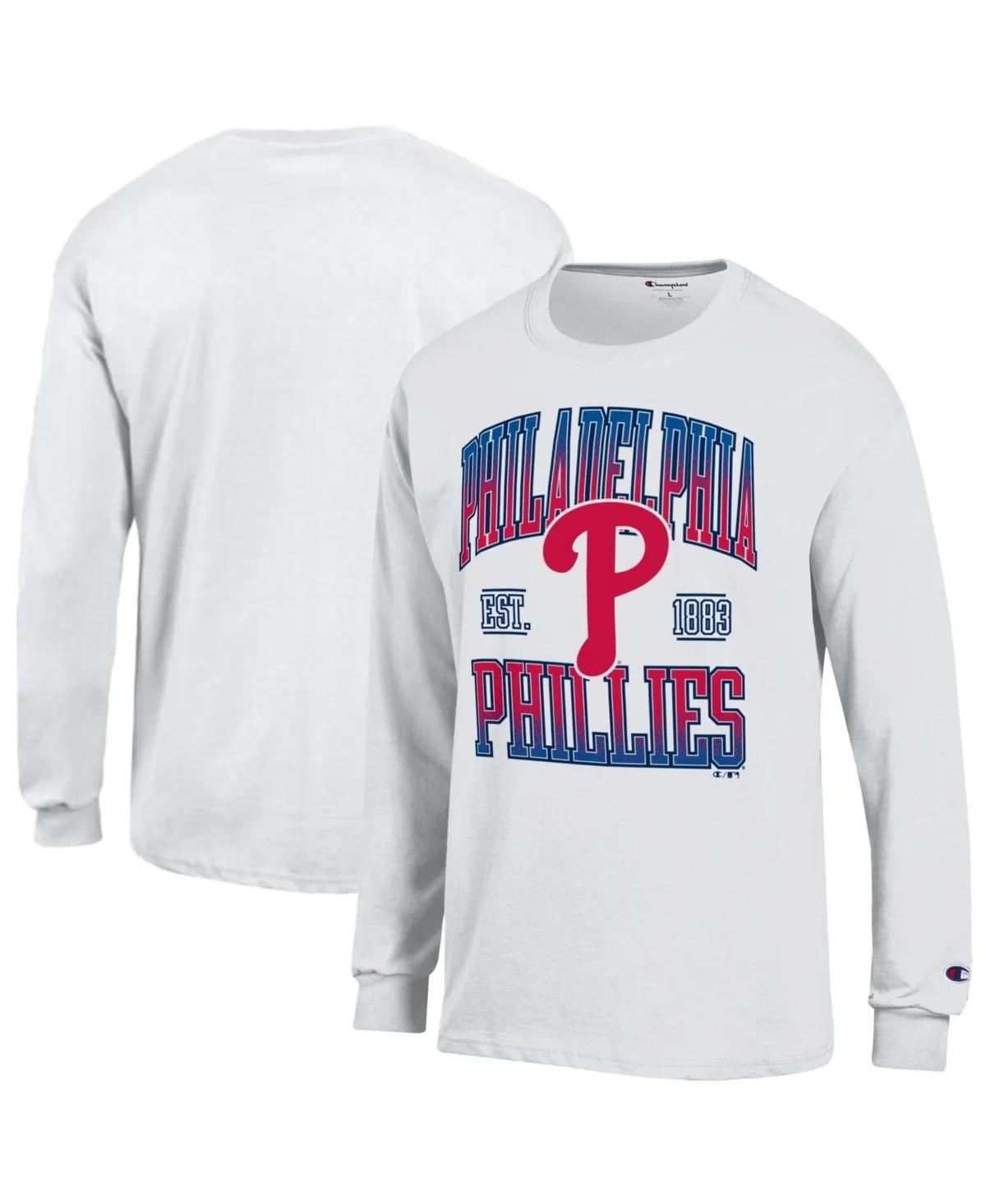 Philadelphia Phillies Long-Sleeve Classic-Fit Cotton Graphic T-Shirt by Champion