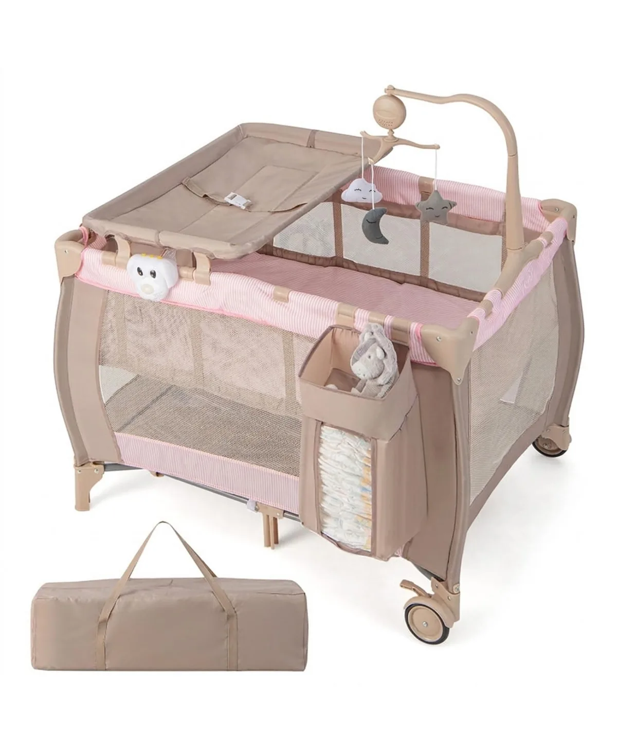 Convertible Portable Playard Bassinet with Changing Table by Gouun