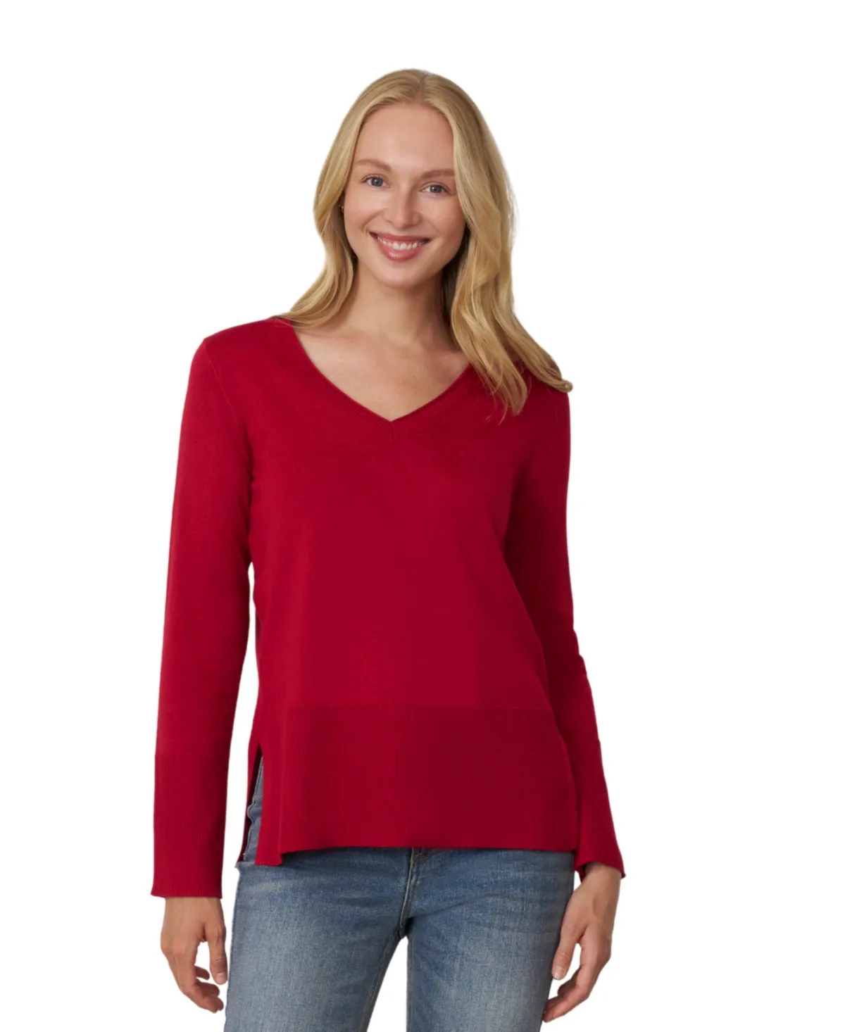 V-Neck Long-Sleeve Ribbed-Trim Sweater by PAIGE