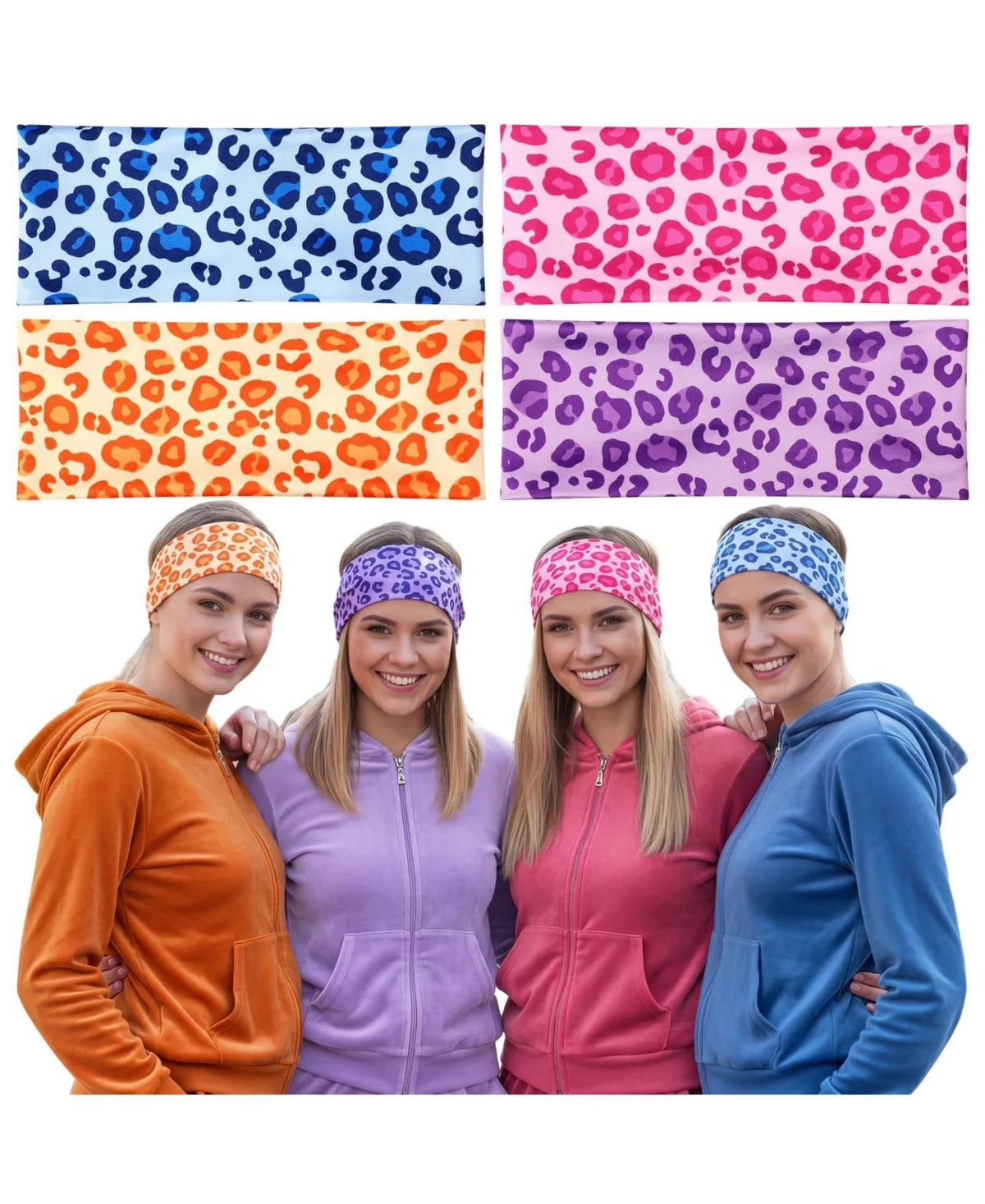 Non-Slip Leopard-Print Headbands, 4-Pack by Sportneer