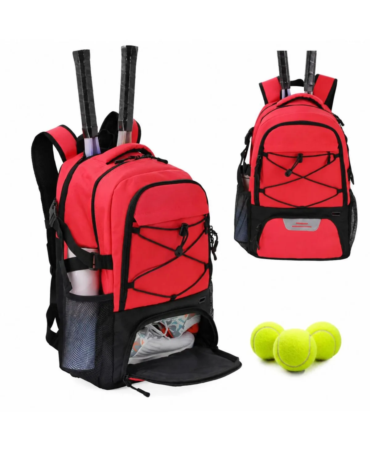 Tennis Racket Backpack with Ventilated Shoe Compartment Padded Rackets Holders