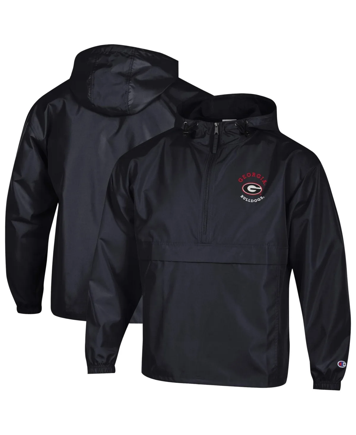 Georgia Bulldogs Packable Hooded Windbreaker Half-Zip Jacket by Champion