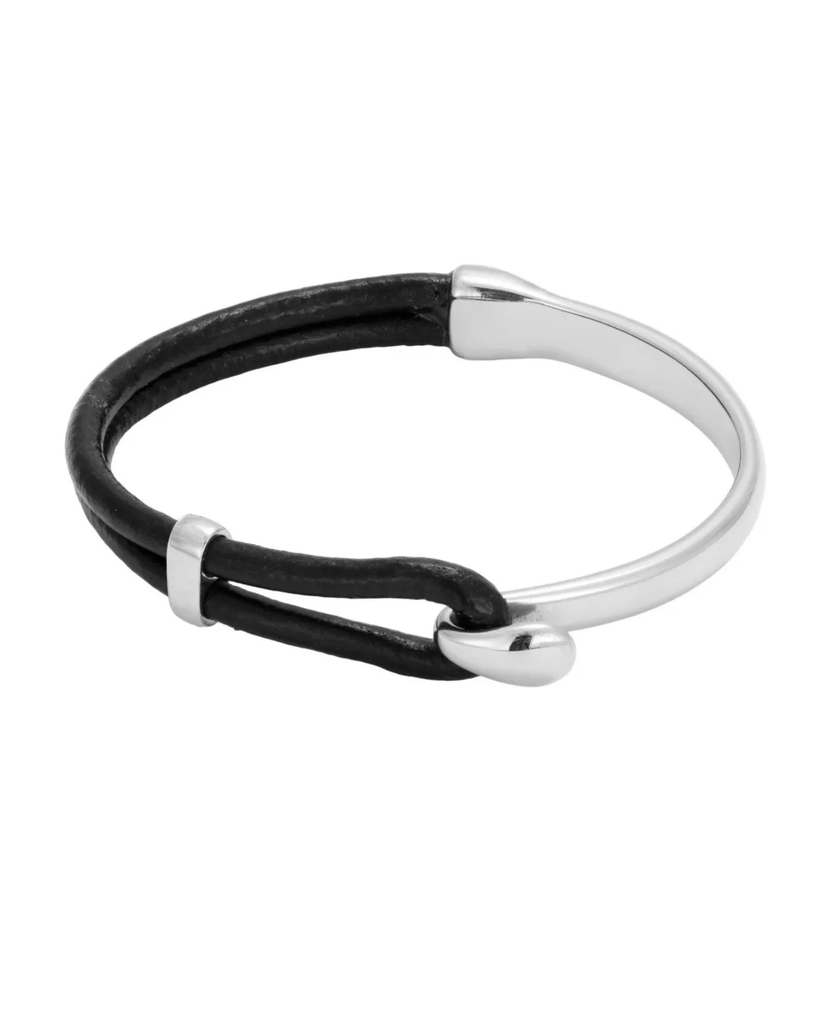 Silver-Tone Leather Bracelet by Adornia