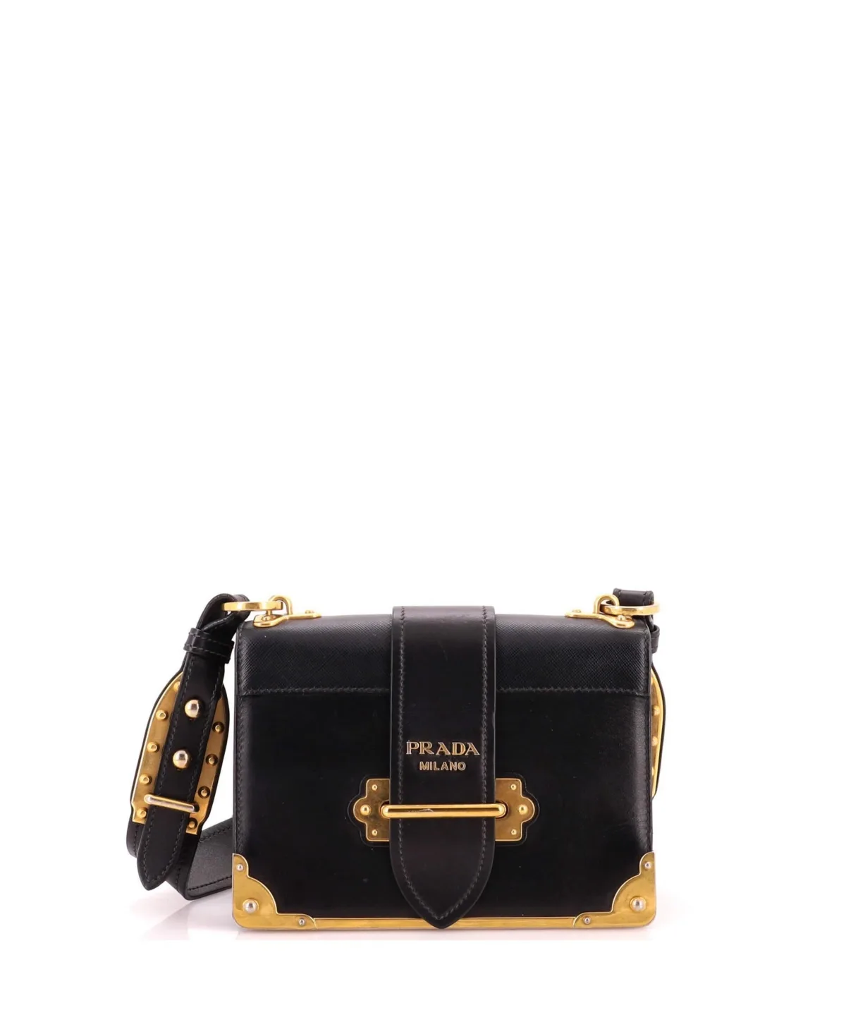 Pre-Owned Prada Small Cahier Crossbody Bag Leather and Saffiano Leather