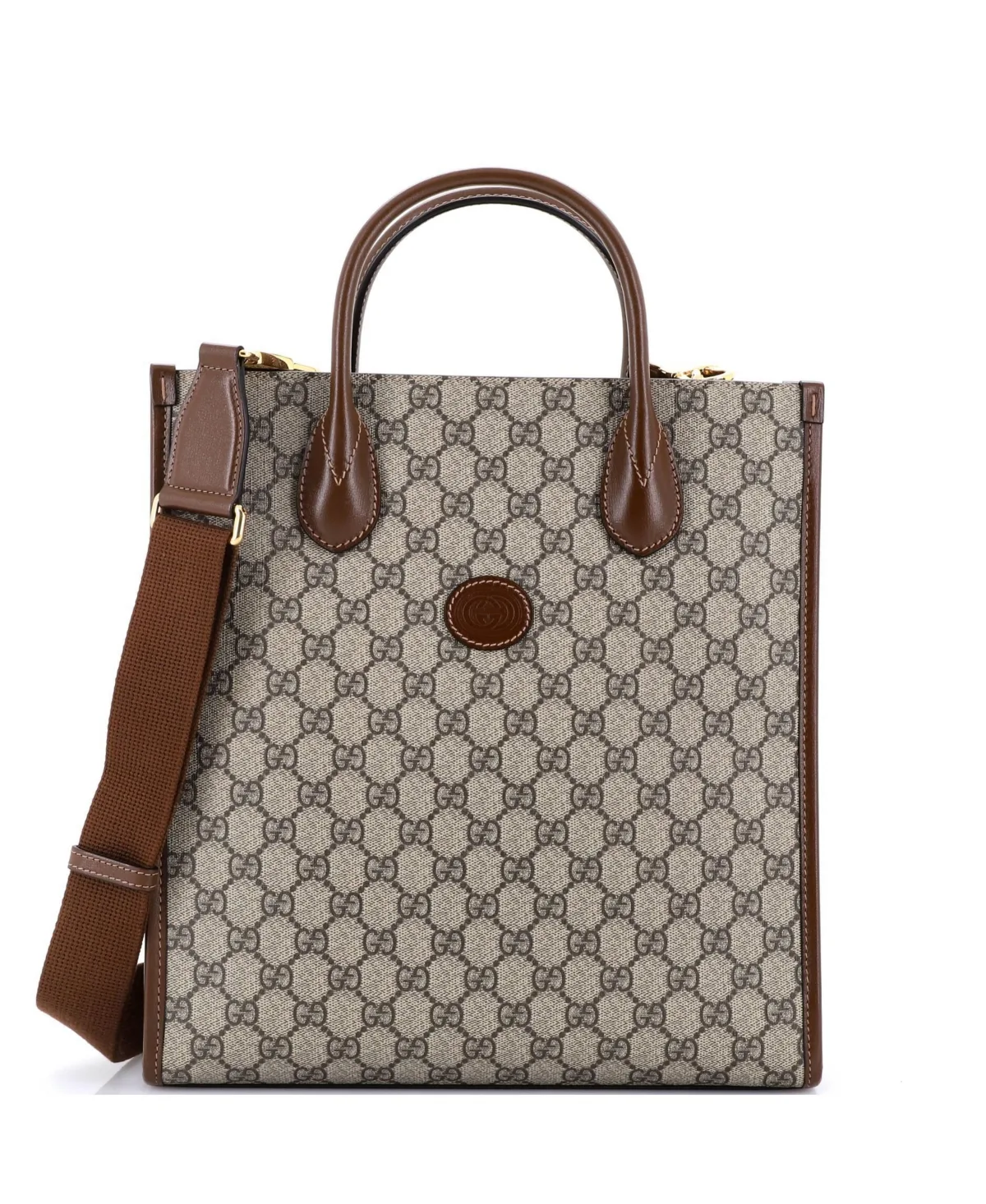 Pre-Owned Gucci Vertical Interlocking G Tote Gg Coated Canvas by Gucci