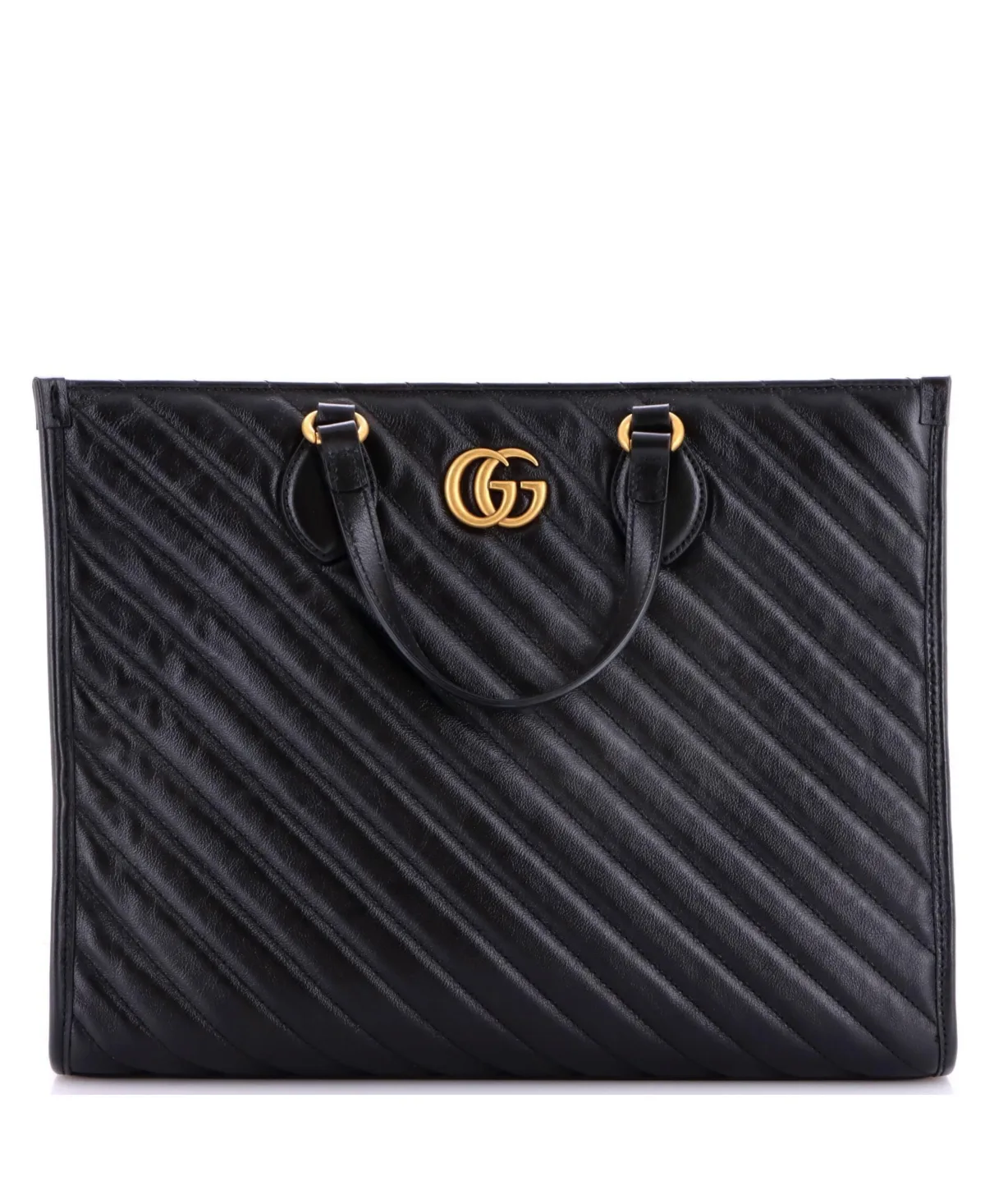 Pre-Owned Gucci Medium Gg Marmont Shopping Tote Diagonal Quilted Leather by Gucci