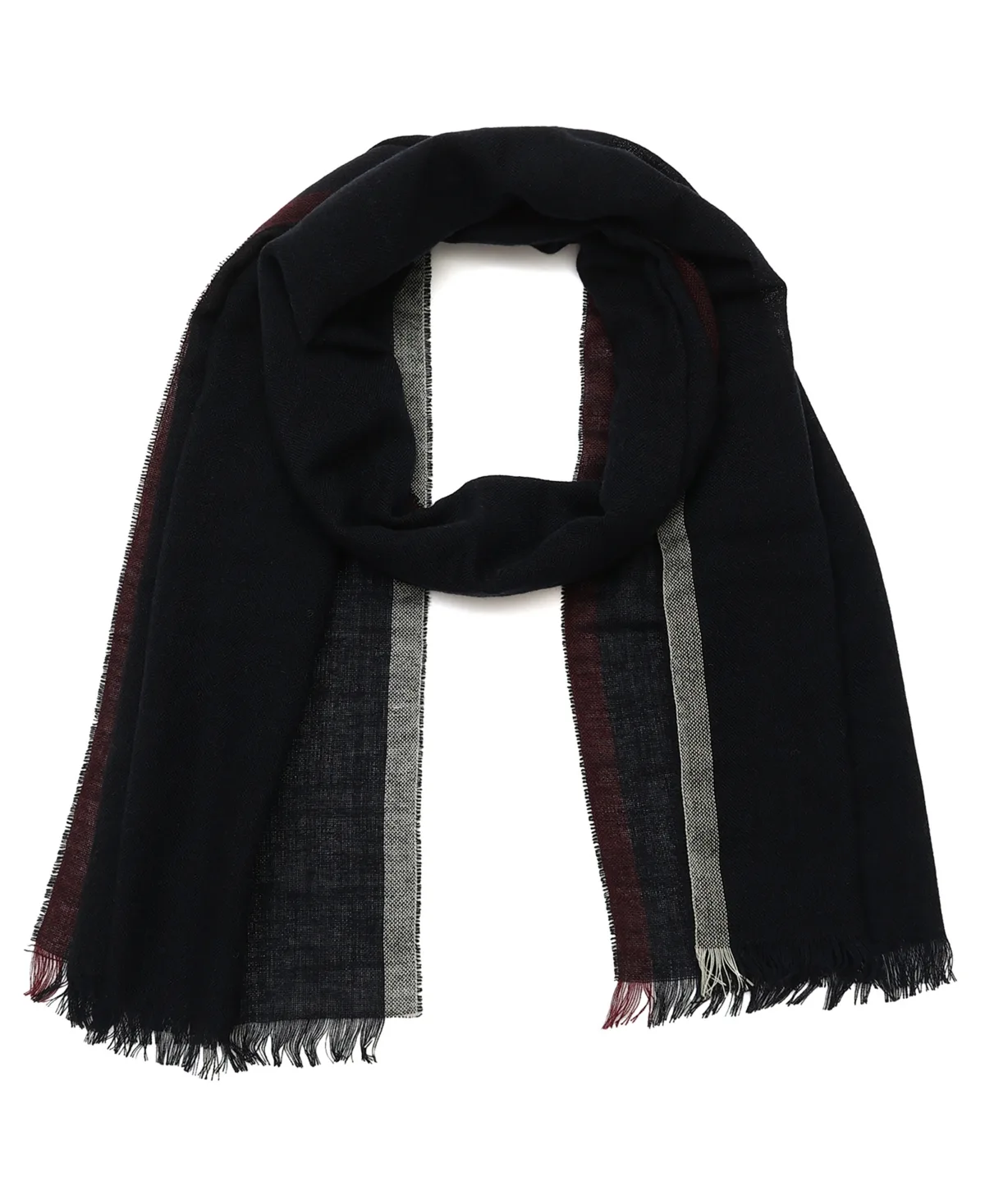 Contrast Edge Yarn Dye Striped Scarf