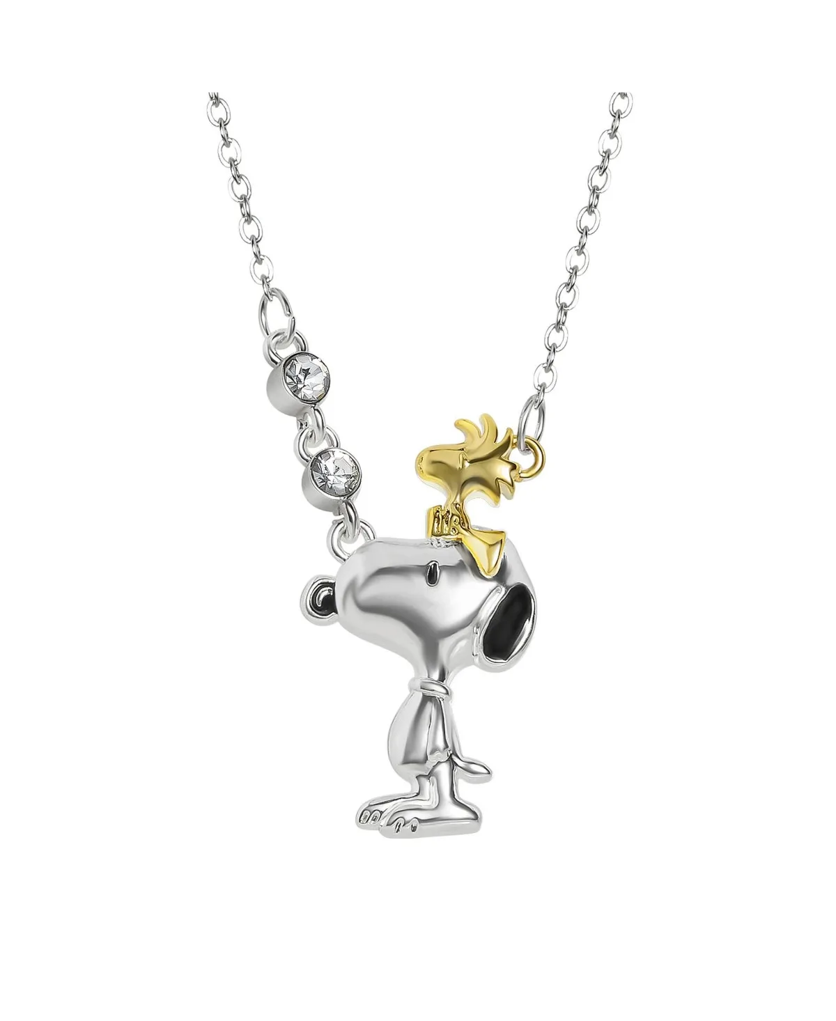 Peanuts Woodstock and Snoopy Necklace Official License, Two-Tone, 18" by Peanuts