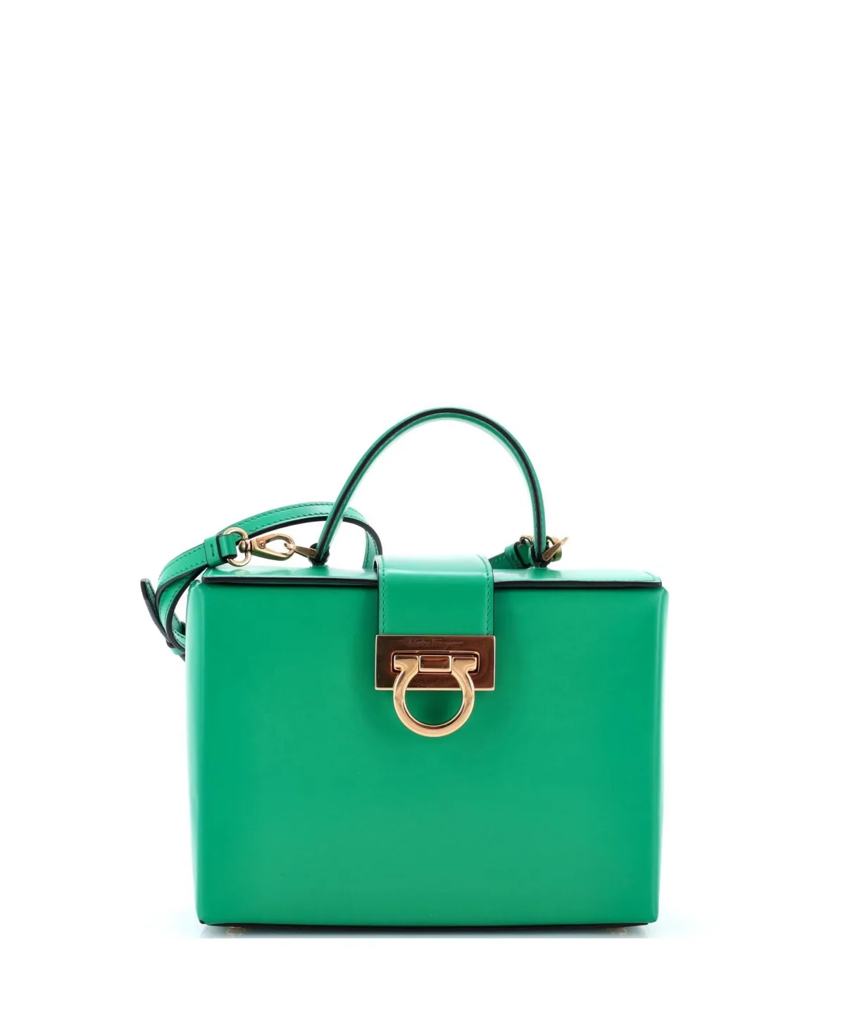 Pre-Owned Salvatore Ferragamo Mini Trifolio Box Top Handle Bag Leather by Salvatore Ferragamo