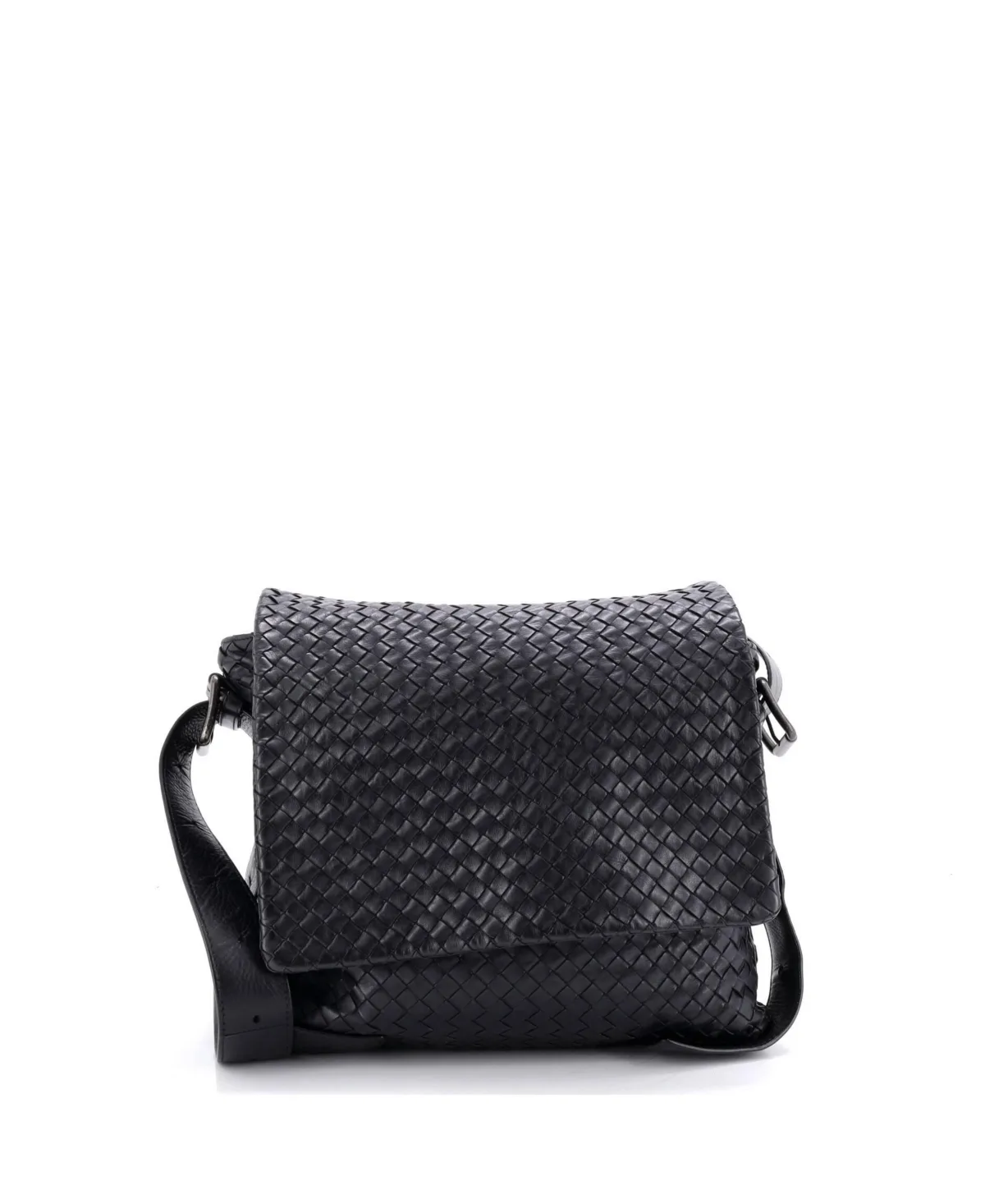 Pre-Owned Medium Square Flap Messenger Bag Intrecciato Nappa by Bottega Veneta